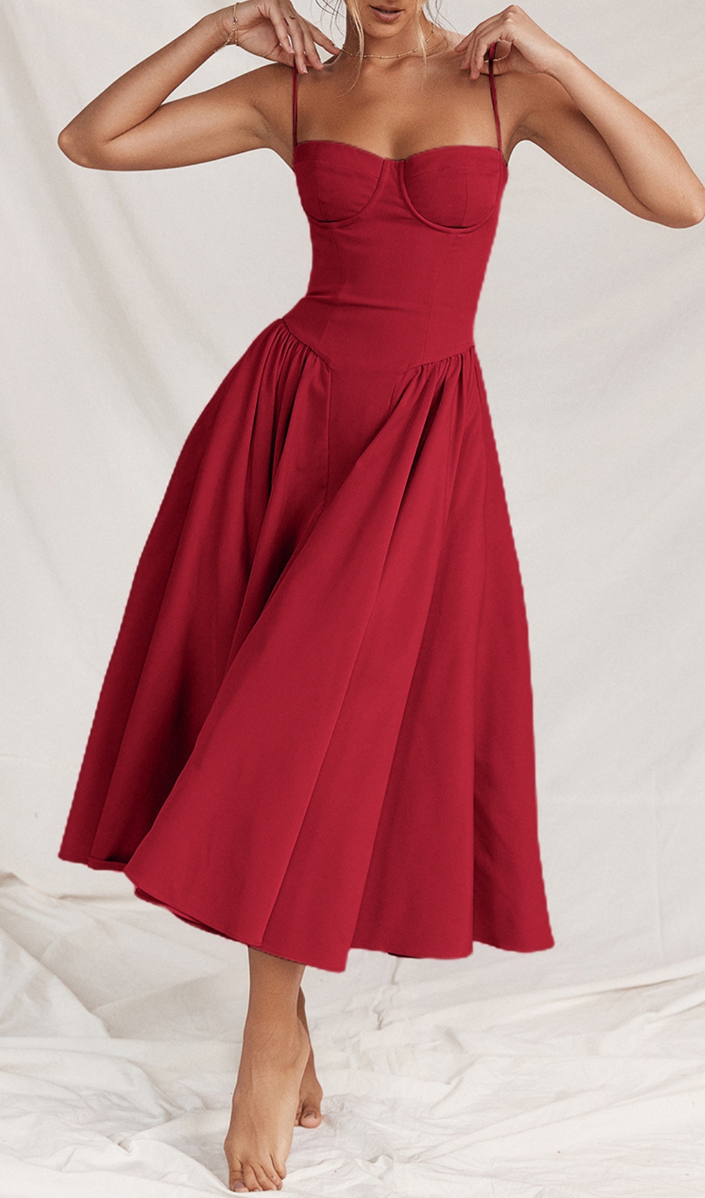 0ca40d2ab19301fb16806416f9c3d365.jpg Fashionslee Women Dextra Red Strappy Midi Dress