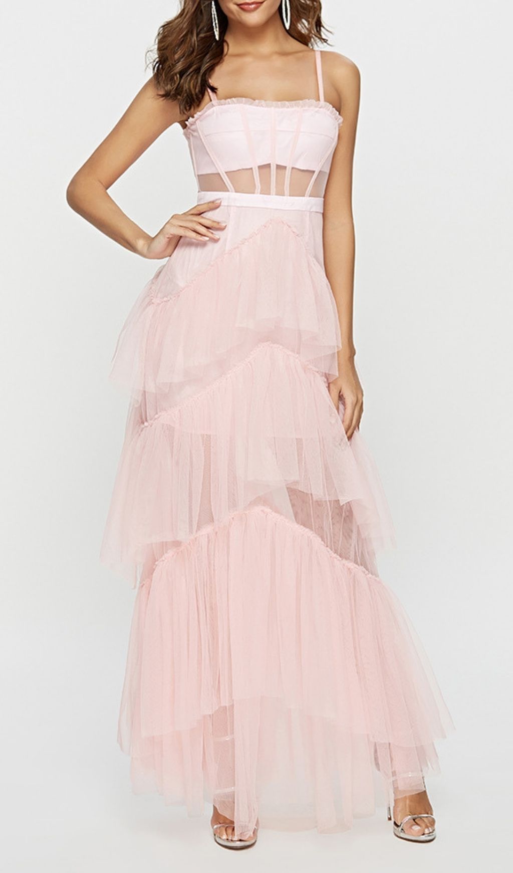 Fashionslee Women Kenyatta Strappy Corset Mesh Maxi Dress