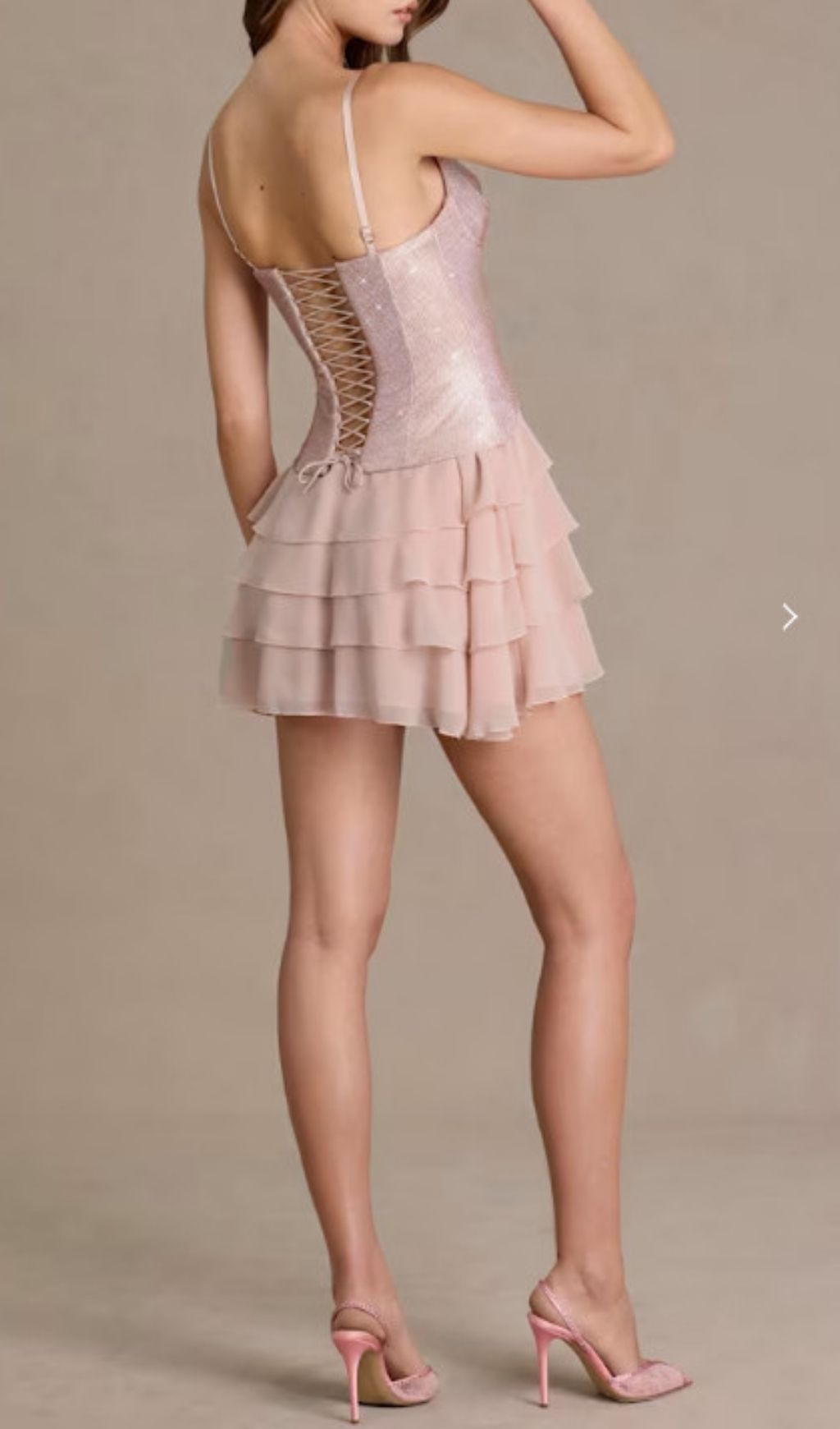Fashionslee Women Keira Pink Strappy Corset Layered Mini Dress