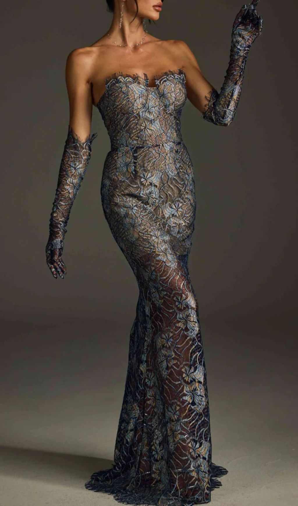 0cc34bdbed3c7edf73a75c05fd517c24.jpg Fashionslee Women Javion Strapless Lace Floral Maxi Dress