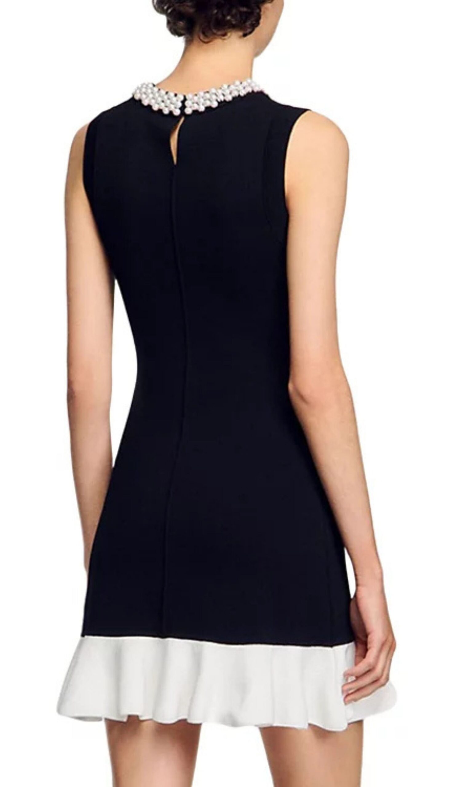 Fashionslee Women Short Knit Dress With Beaded Neck