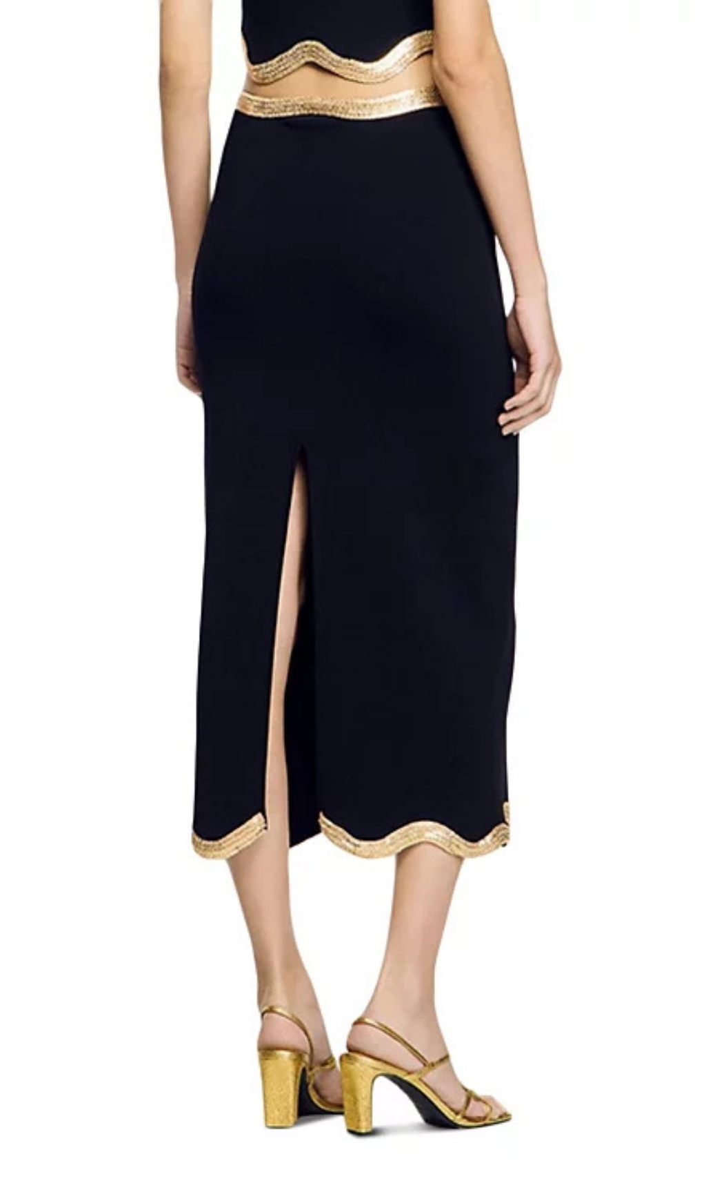 Fashionslee Women Chain Trim Midi Skirt