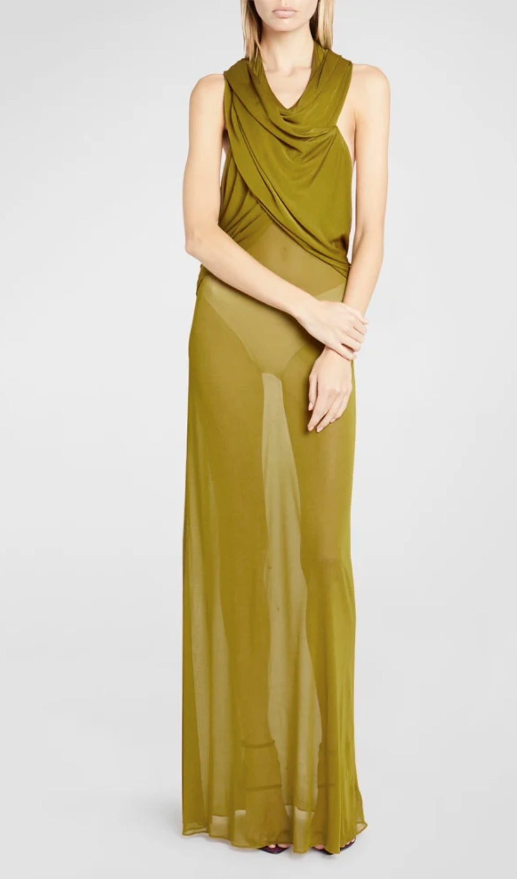 Fashionslee Women Ginger Sheer Evening Gown With Draped Hood