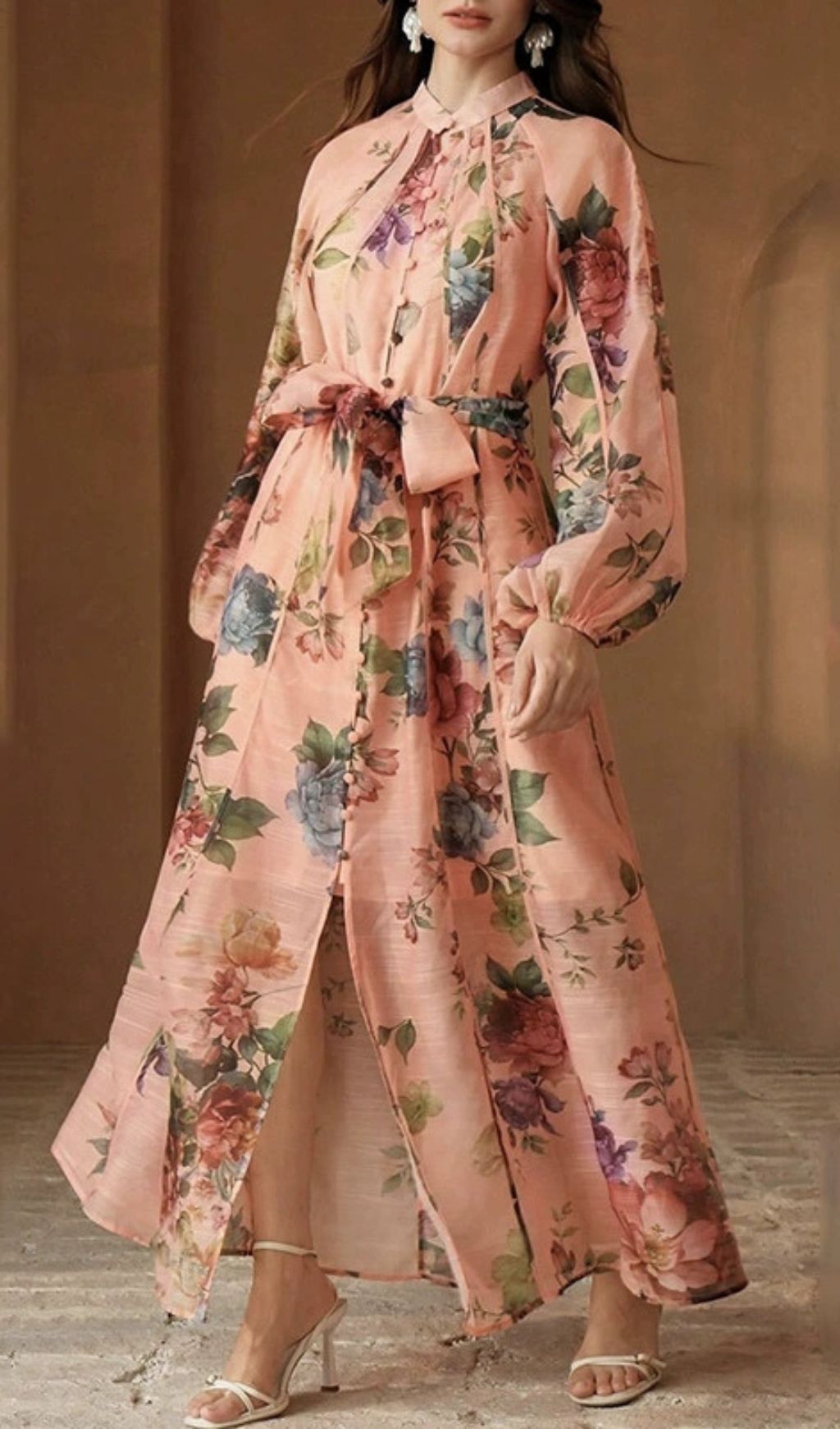 Fashionslee Women Gilad Printed Long Sleeve Maxi Dress