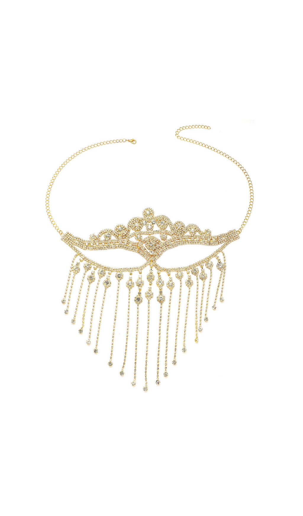 0cfee13572b73f89e98cd0a80927b2c6.jpg Fashionslee Women Duc Gold Rhinestone Tassel Mask