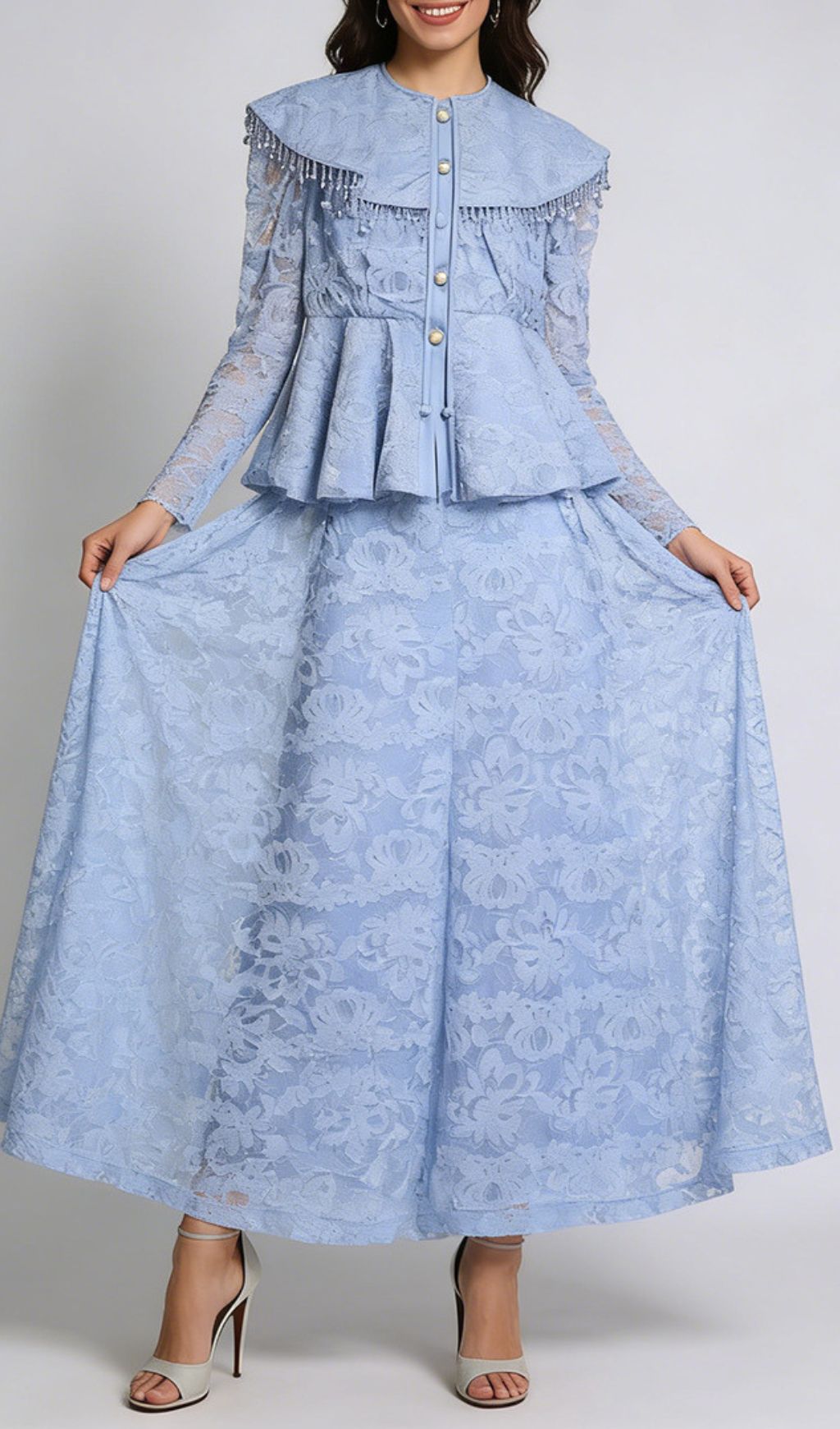 Fashionslee Women Kalliope Sequin Lace Two-Piece Set