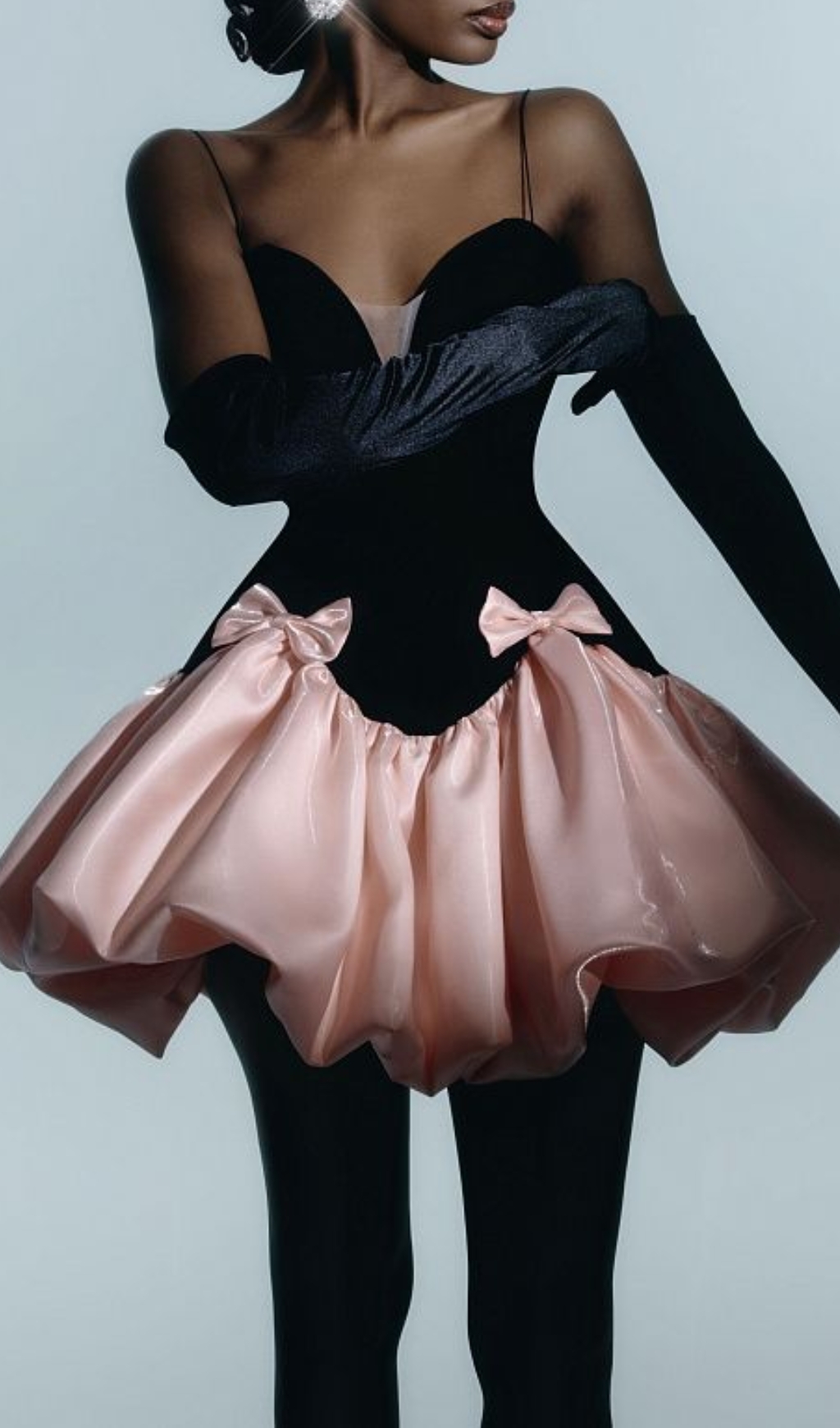 Fashionslee Women Bow Detail A Line Dress Black Pink