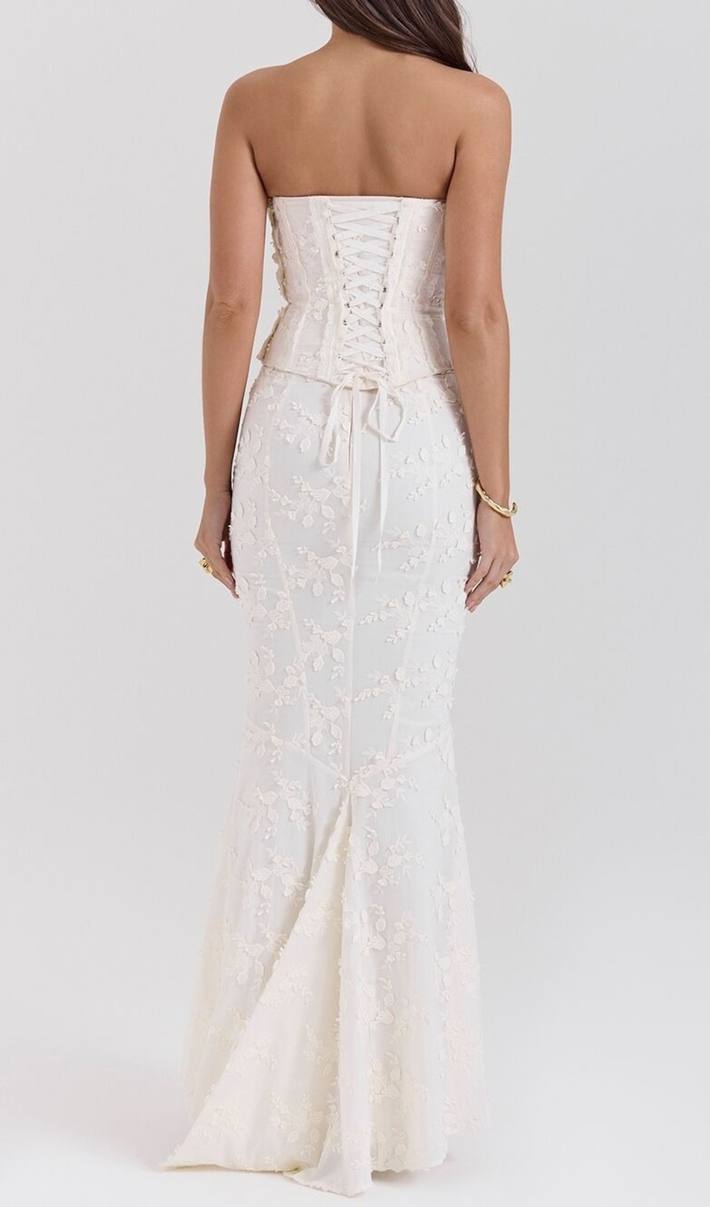 Fashionslee Women Clarke White Flower Corset Two-Piece Set