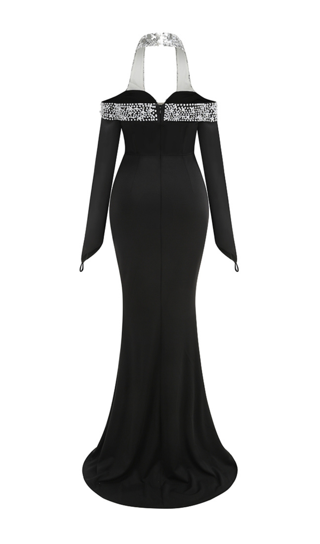 0d726f795cff0dca1ebe3fe73ceef237.jpg Fashionslee Women Damir Black Pearl Long Sleeve Maxi Dress