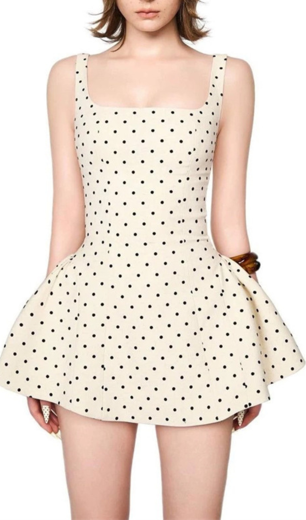 Fashionslee Women Demi White Strappy Dot Mini Dress