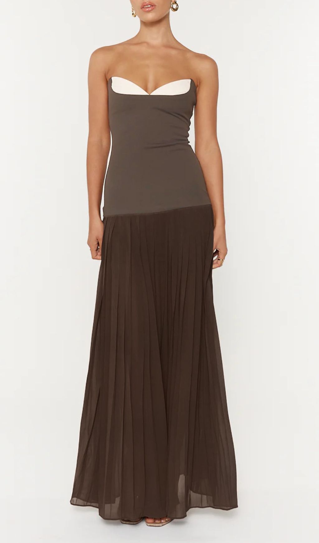 0ddec8f0e50dfe3b85c3890fc191ef26.jpg Fashionslee Women Isoke Strapless Patchwork Maxi Dress