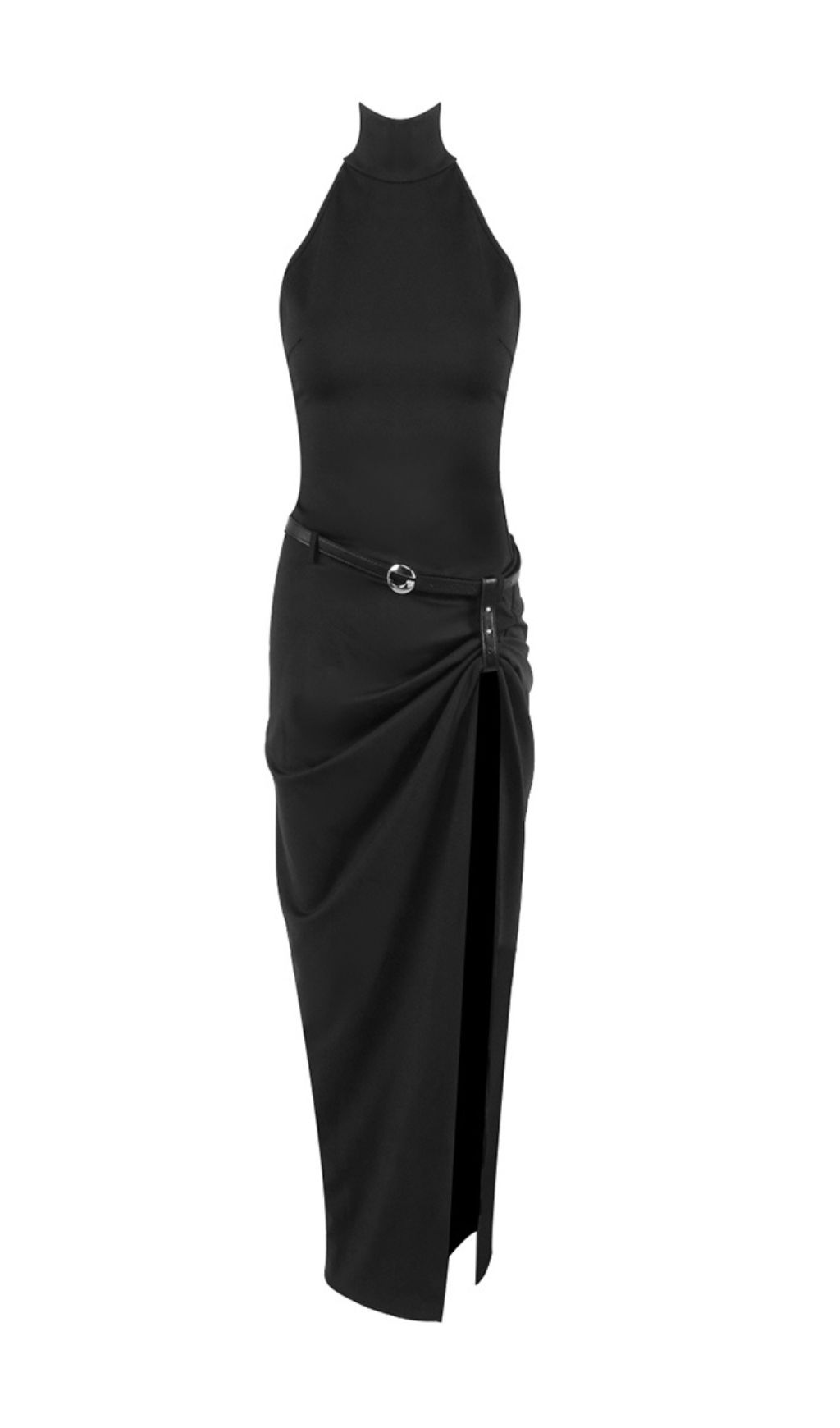 0e430faf2a753cd56e31444068676c77.jpg Fashionslee Women Fawn Black Halter Slit Maxi Dress