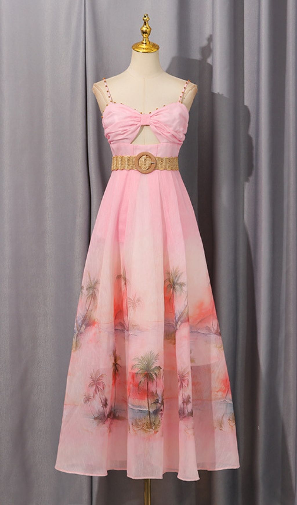 PINK PRINTED BELT MAXI DRESS – TRENDING AESTHETIC - OWNCI PINK PRINTED BELT MAXI DRESS – TRENDING AESTHETIC - OWNCI