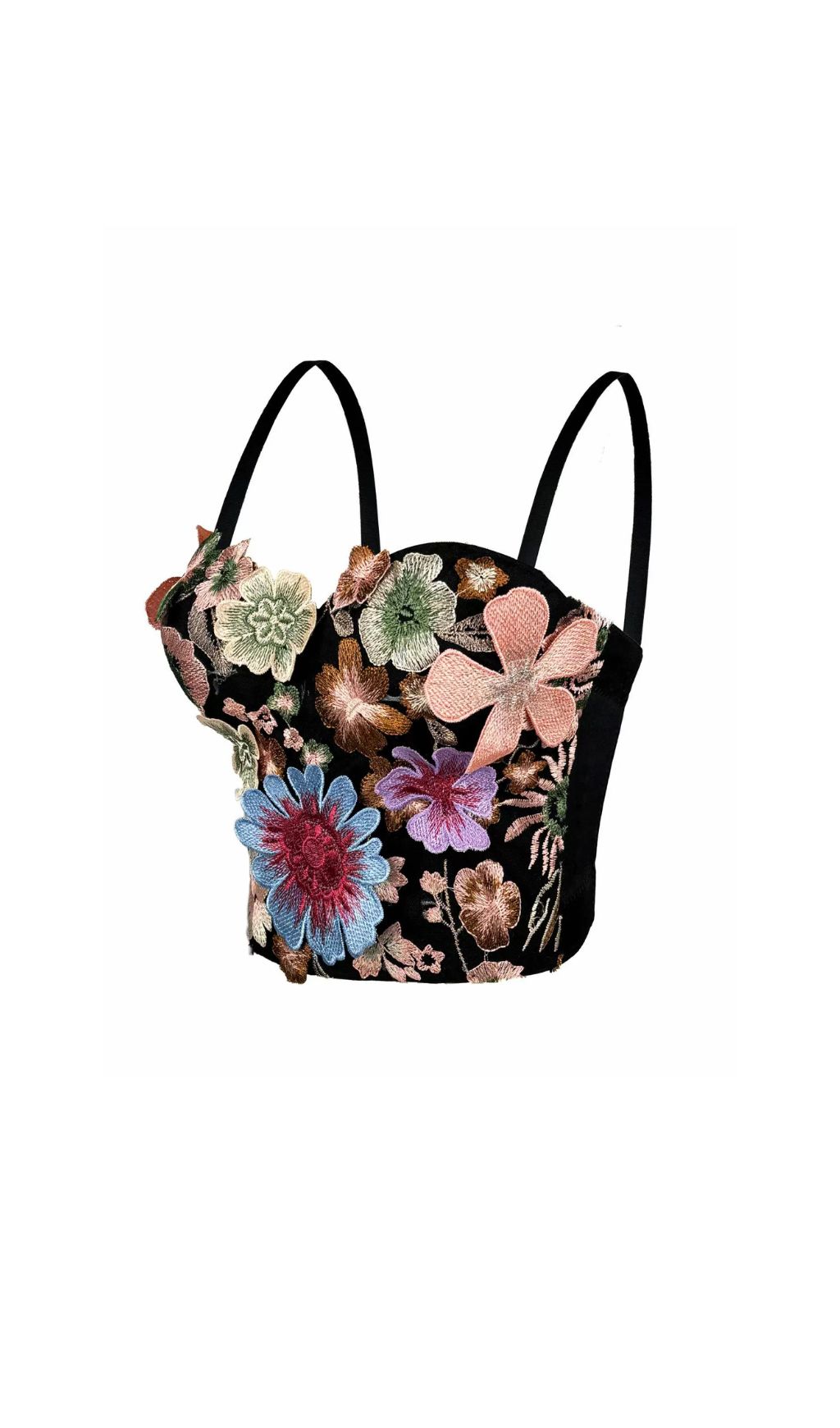 Fashionslee Women Fahima Flower Embroidery Crop Top