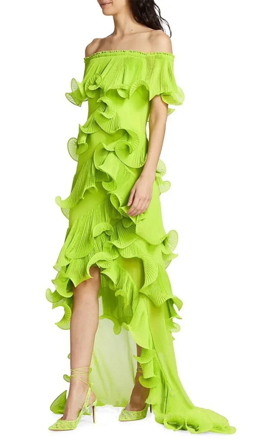 0e88e46e154c1949006bc09cc3a51a44.jpg Fashionslee Women Dyveke Green Off-Shoulder Ruffle Maxi Dress