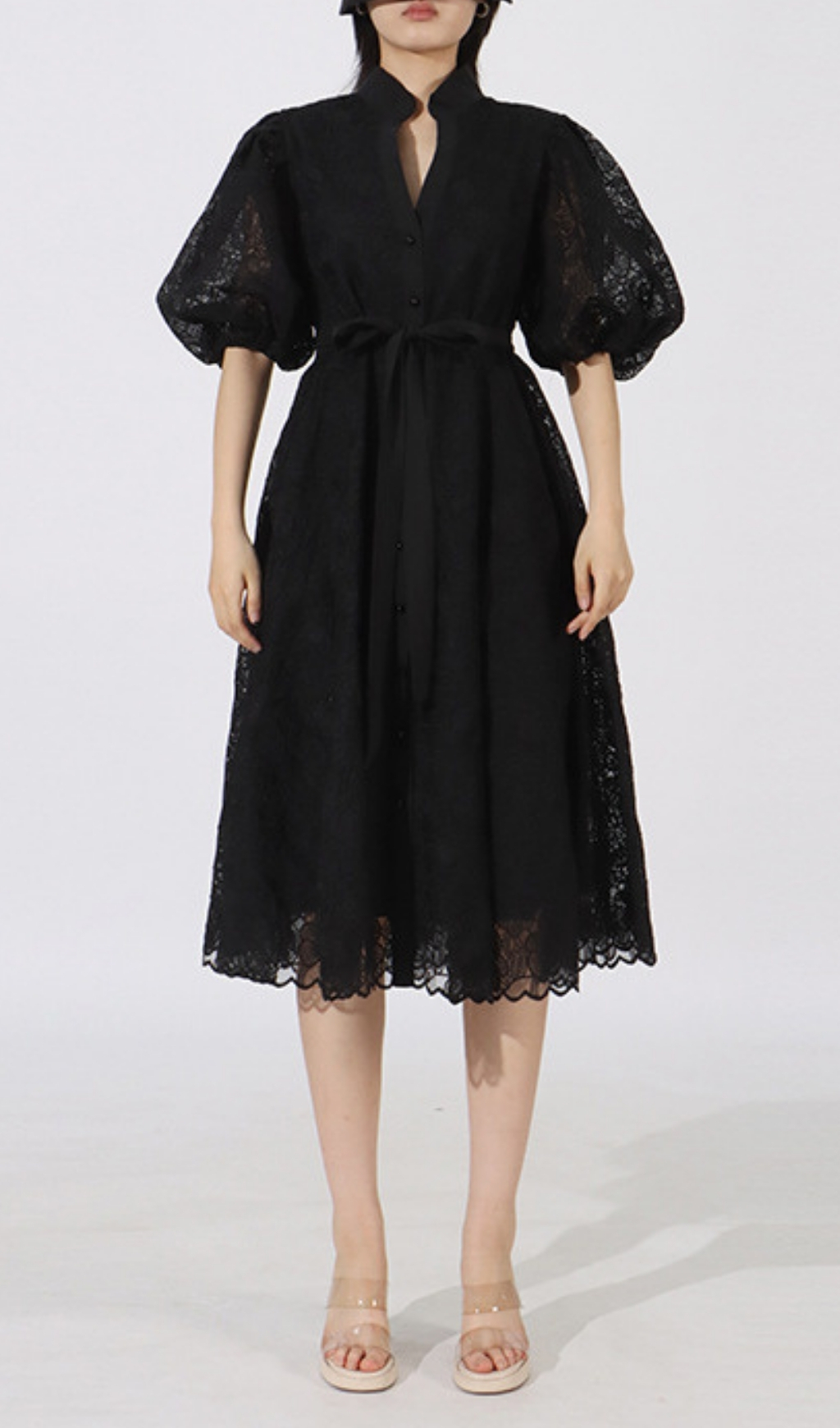 Fashionslee Women Emeril Puff-Sleeve Embroidery Midi Dress