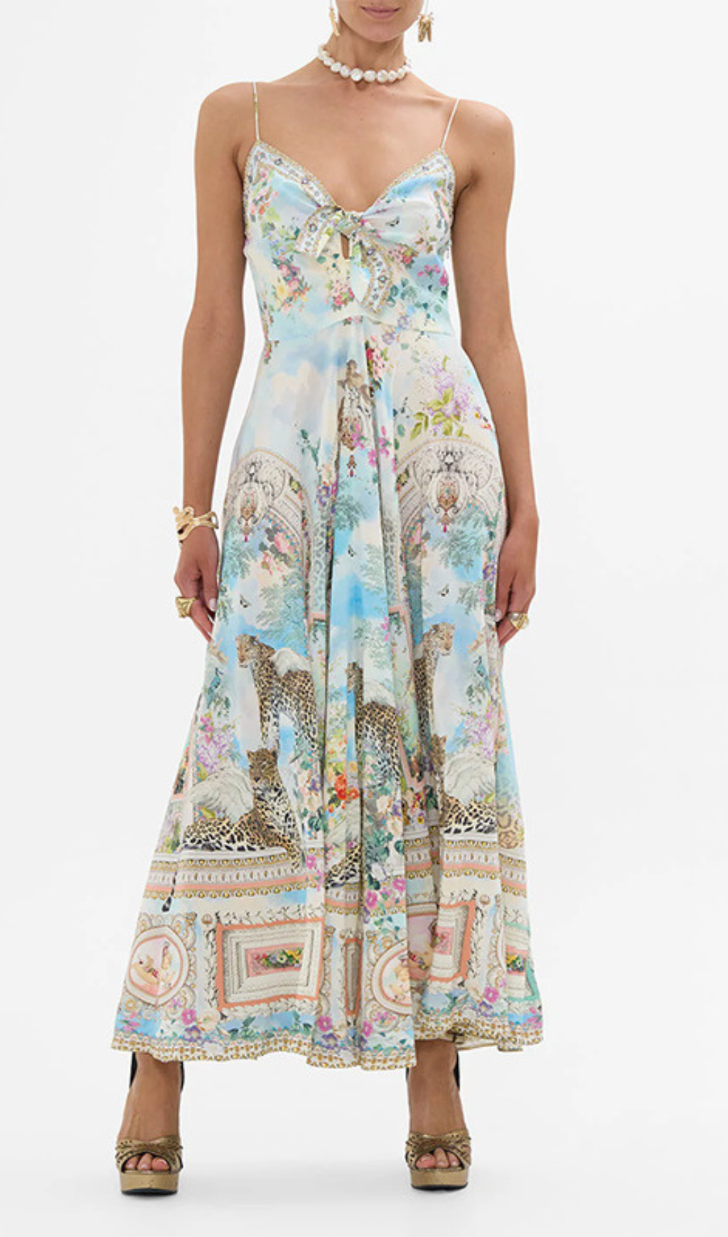Fashionslee Women Gaynell Strappy Printed Maxi Dress
