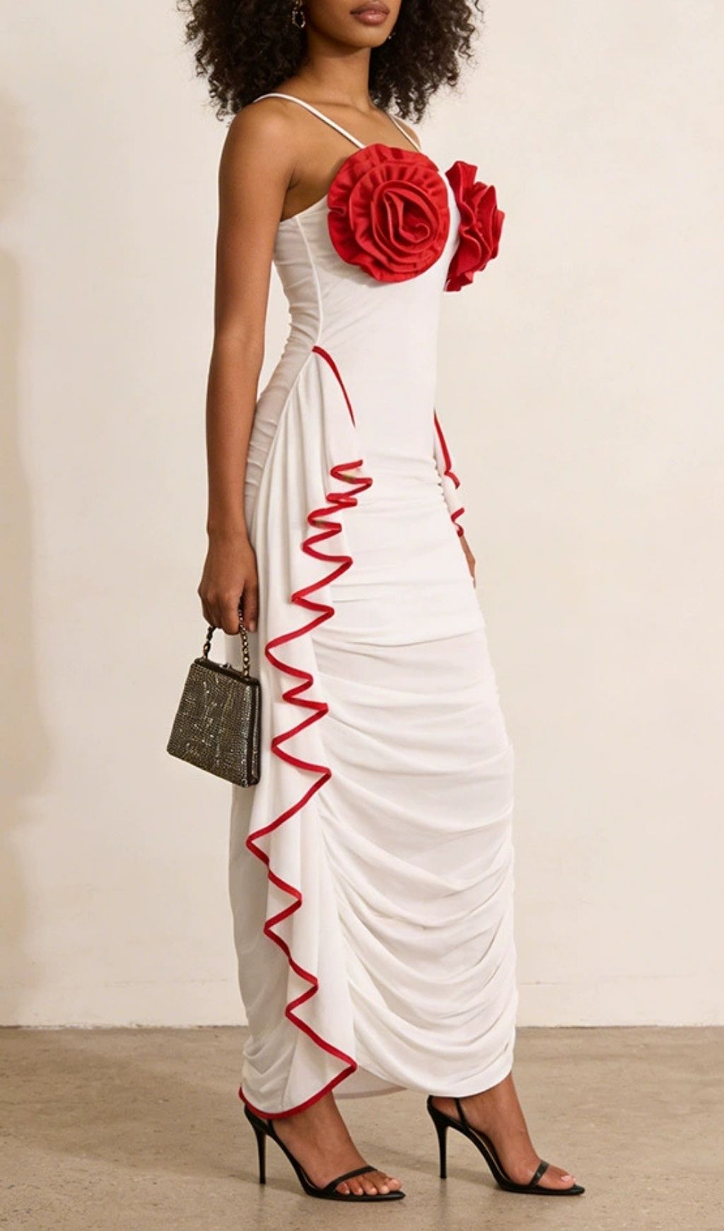 Fashionslee Women Keziah 3D Flower Ruched Maxi Dress