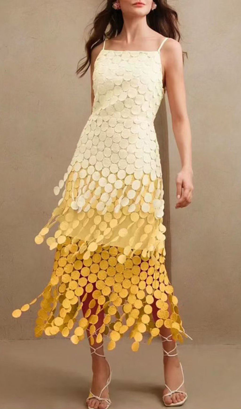 Fashionslee Women Ham Strappy Layered Midi Dress