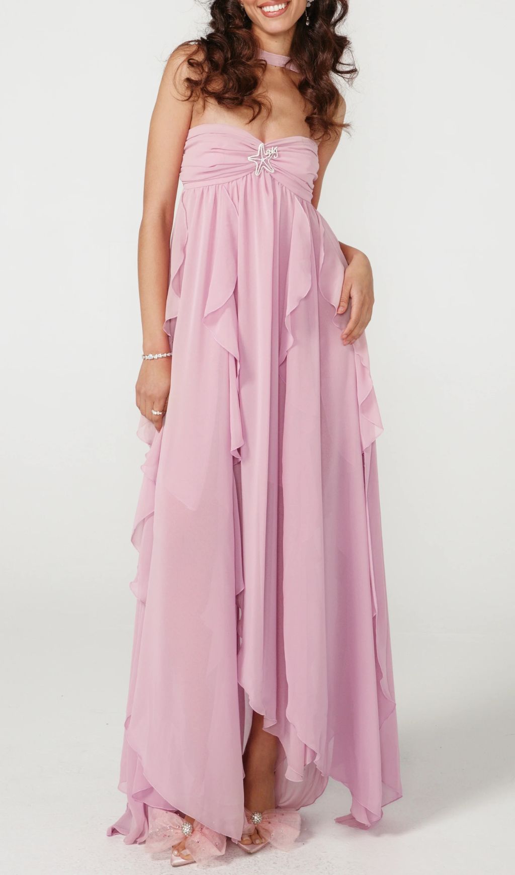 Fashionslee Women Frayne Lavender Layered Backless Maxi Dress