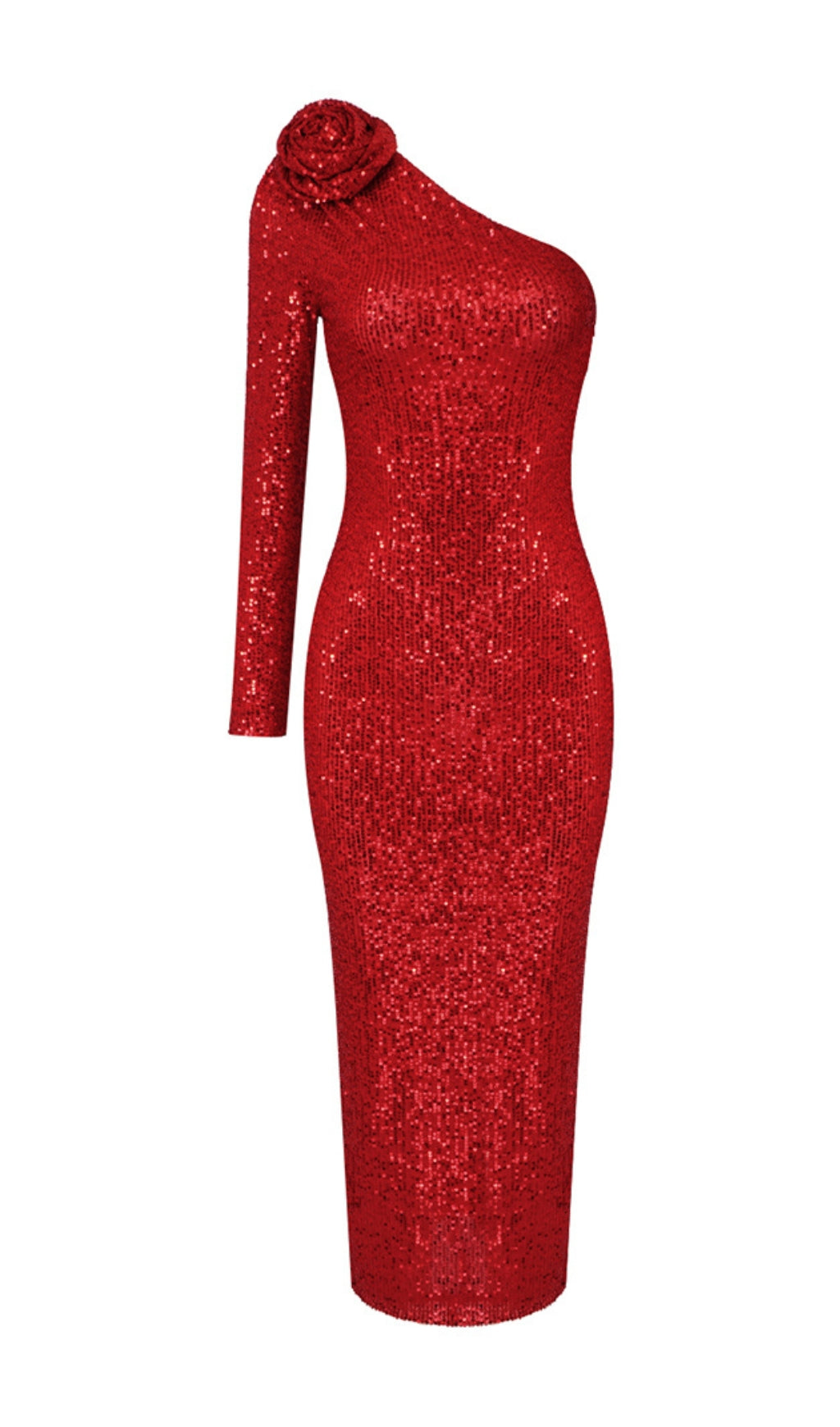0f9e2d9f36386df75d355faffb04a33a.jpeg Fashionslee Women Red Three-Dimensional One-Shoulder Floral Sequined Stretch Dress