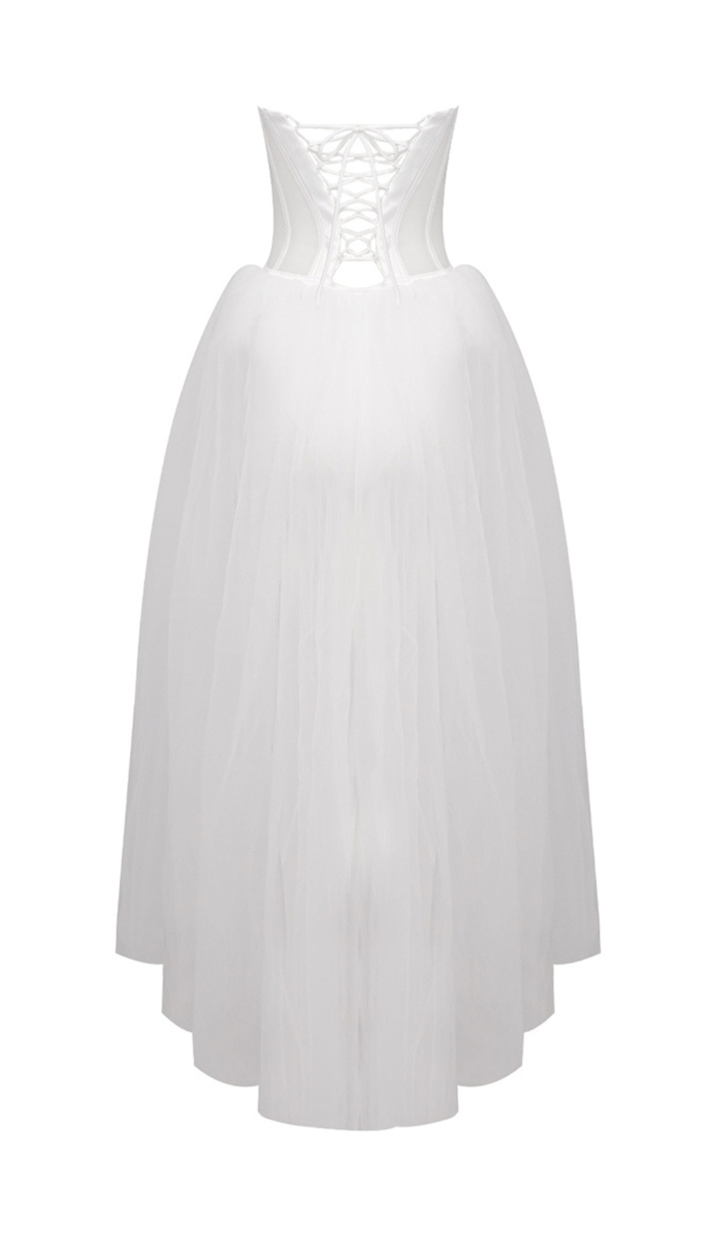 Fashionslee Women Baya White Strapless Corset Mesh Maxi Dress