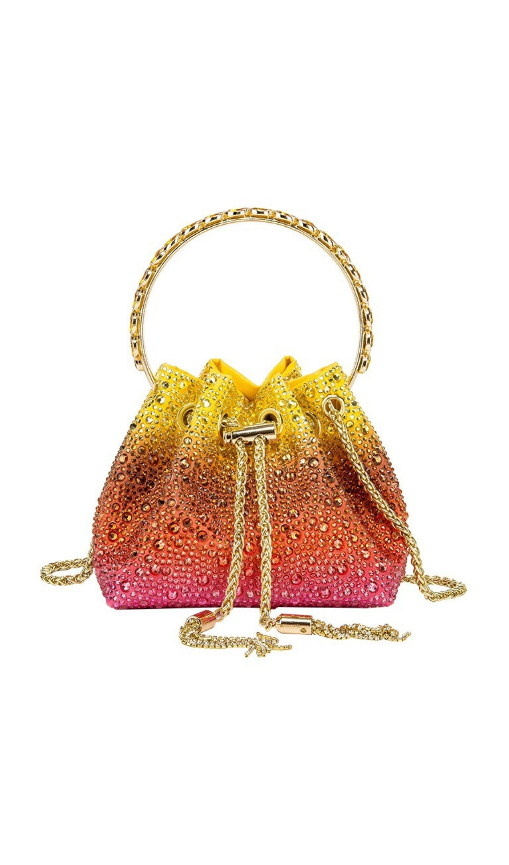 Fashionslee Women Crystal Embellished Bucket Bag In Ombre