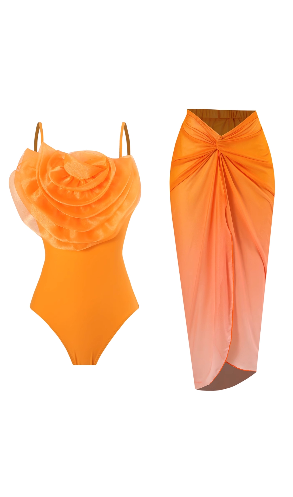 Fashionslee Women Danae Orange Flower Two-Piece Swimsuit