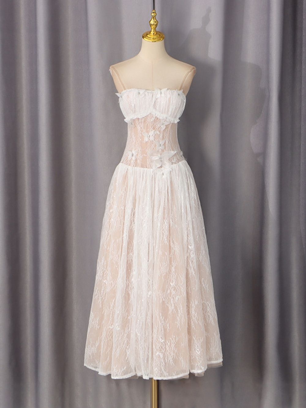 KEILANI WHITE VIRAL STRAPLESS LACE MAXI - OWNCI