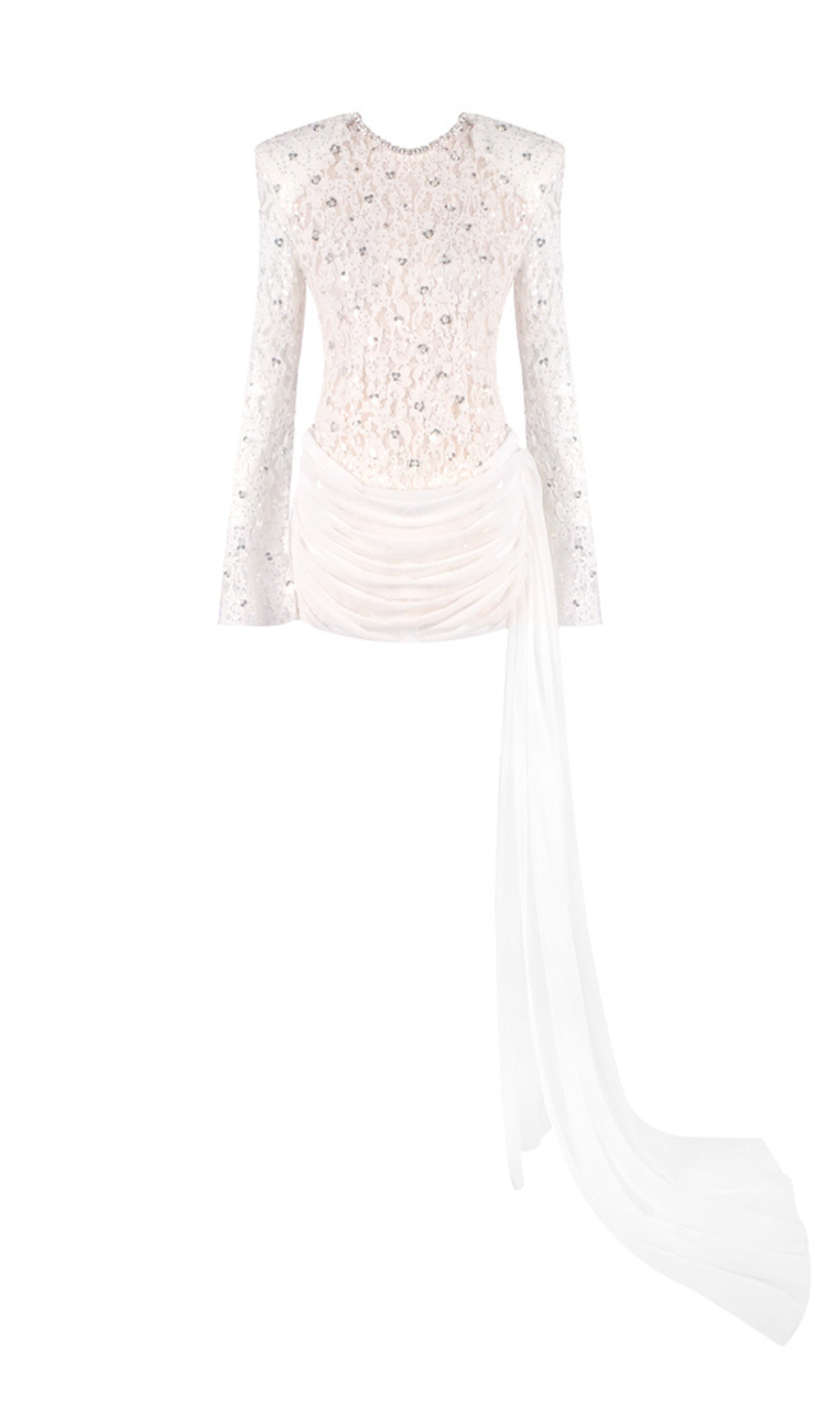 1061a692e5119ba56bbd28b41615c938.png Fashionslee Women Gunner Lace Sequin Long Sleeve Mini Dress