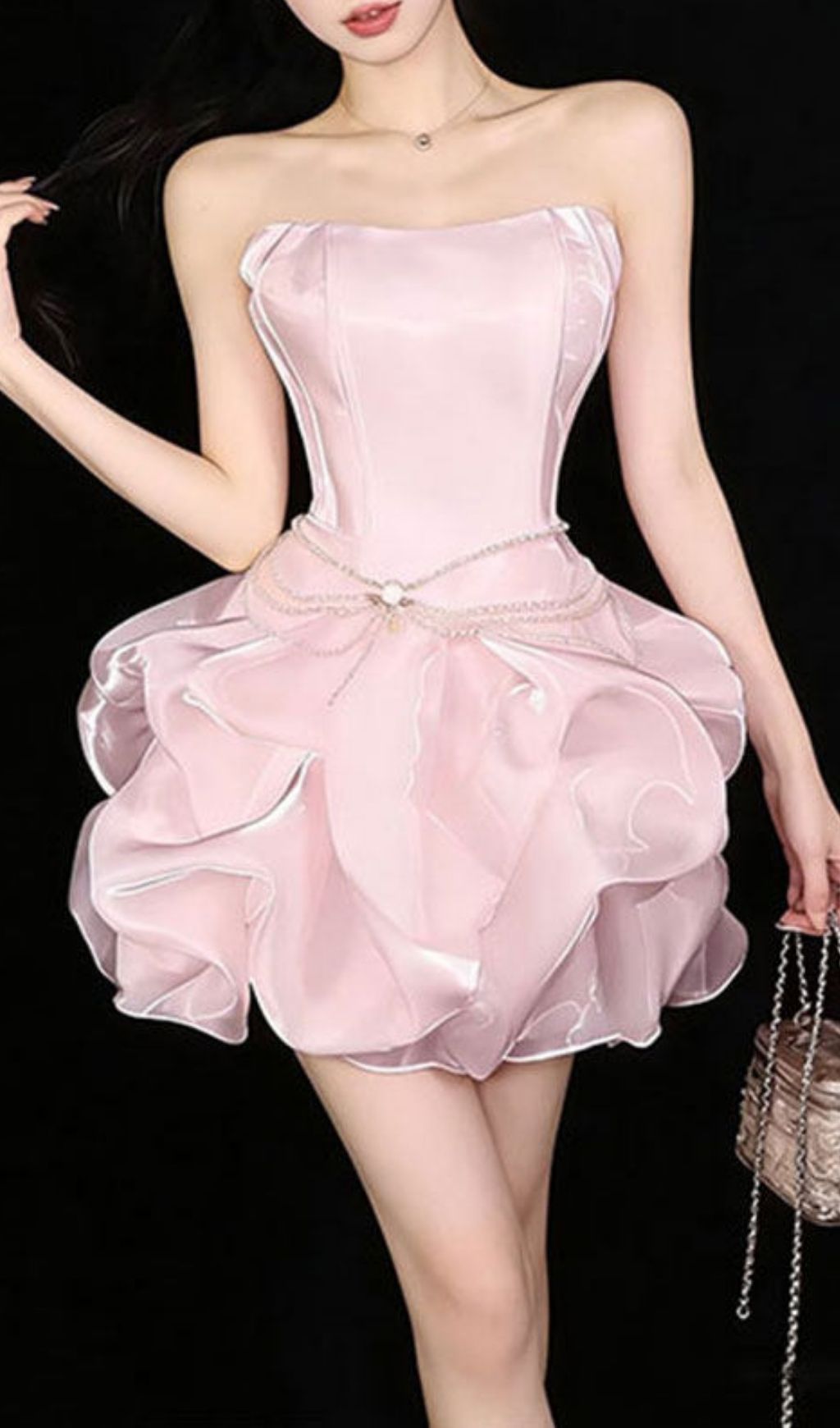 Fashionslee Women Krisalyn Pink Strapless Mini Dress