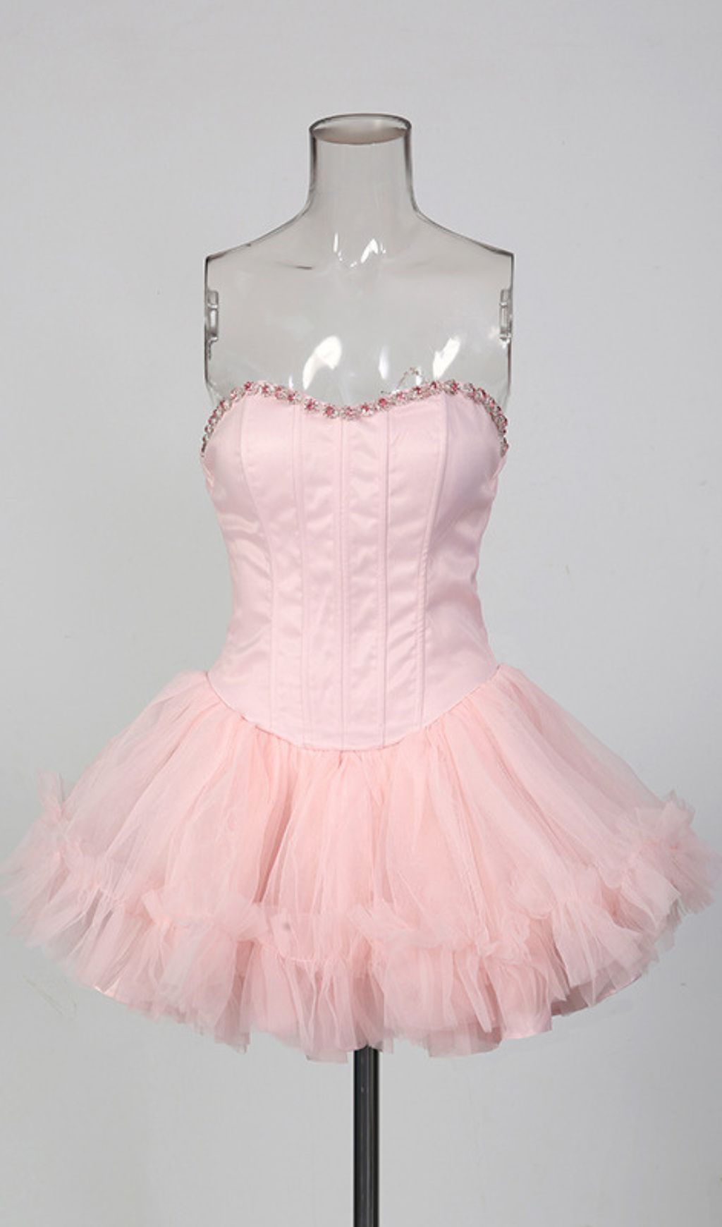 Fashionslee Women Jasmijn Pink Strapless Corset Mini Dress