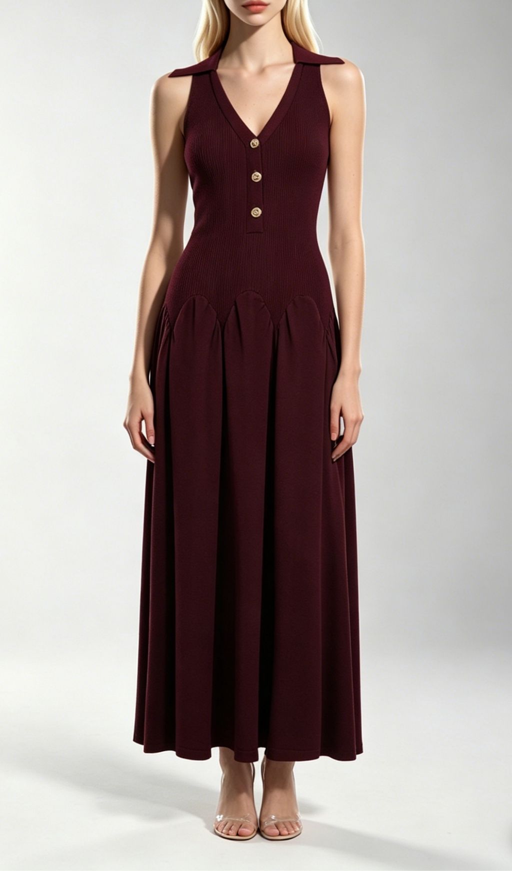 10c04577cc3a1298816335d486b89fb8.jpg Fashionslee Women Kimi Mahogany Sleeveless V-neck Knit Maxi Dress