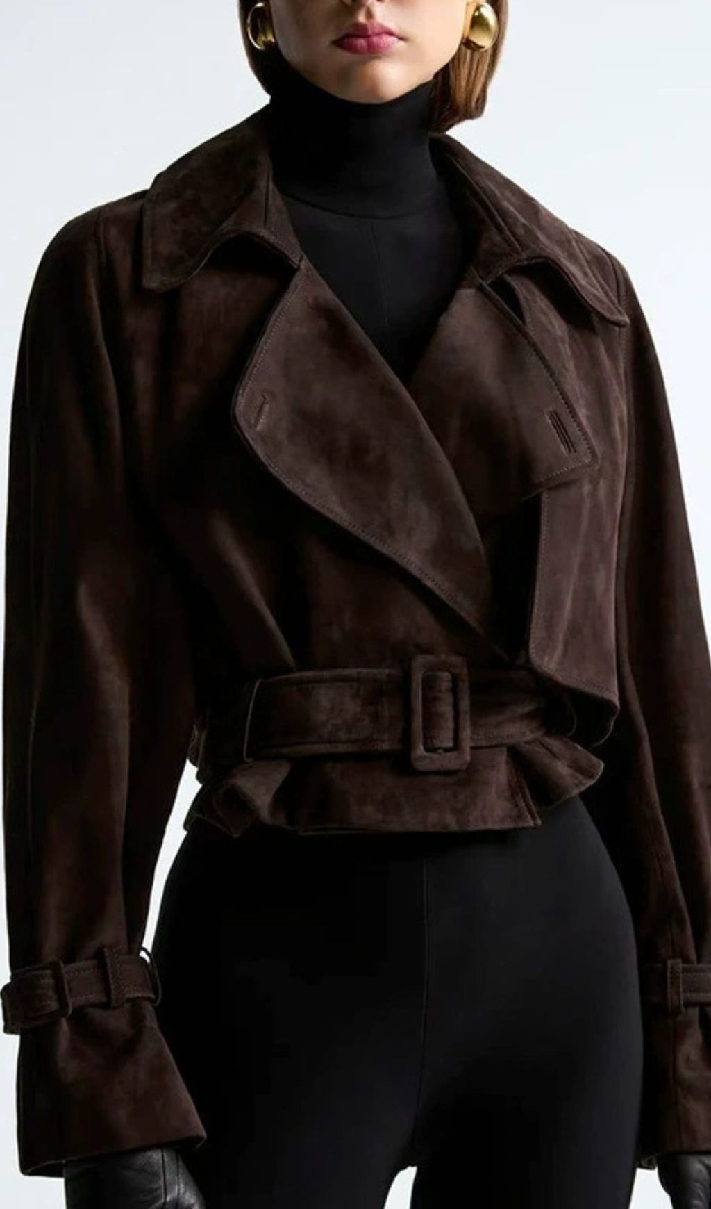 10dbcd7e3ee935bc833c9d2cf8c7d9d0.jpg Fashionslee Women Gittel Brown Belt Crop Coat