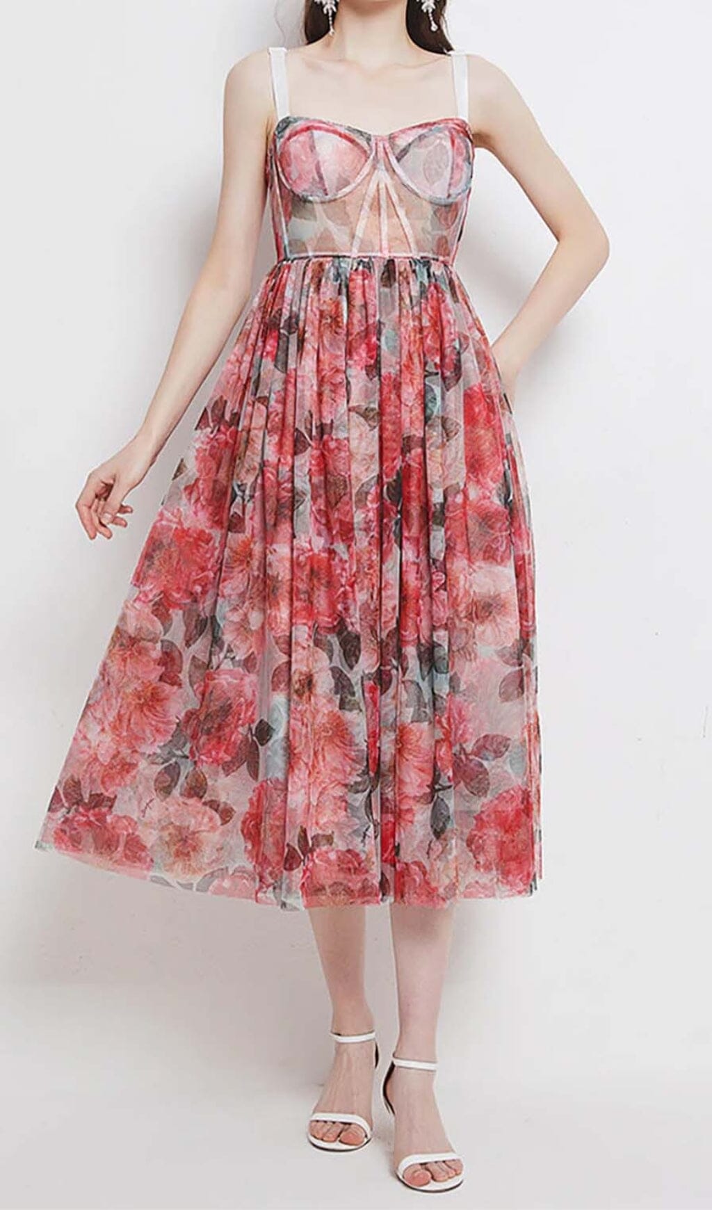 10e484f9d6c09dddf598adc3eaaf7665.jpeg Fashionslee Women Floral-Print Corset Midi Dress In Pink