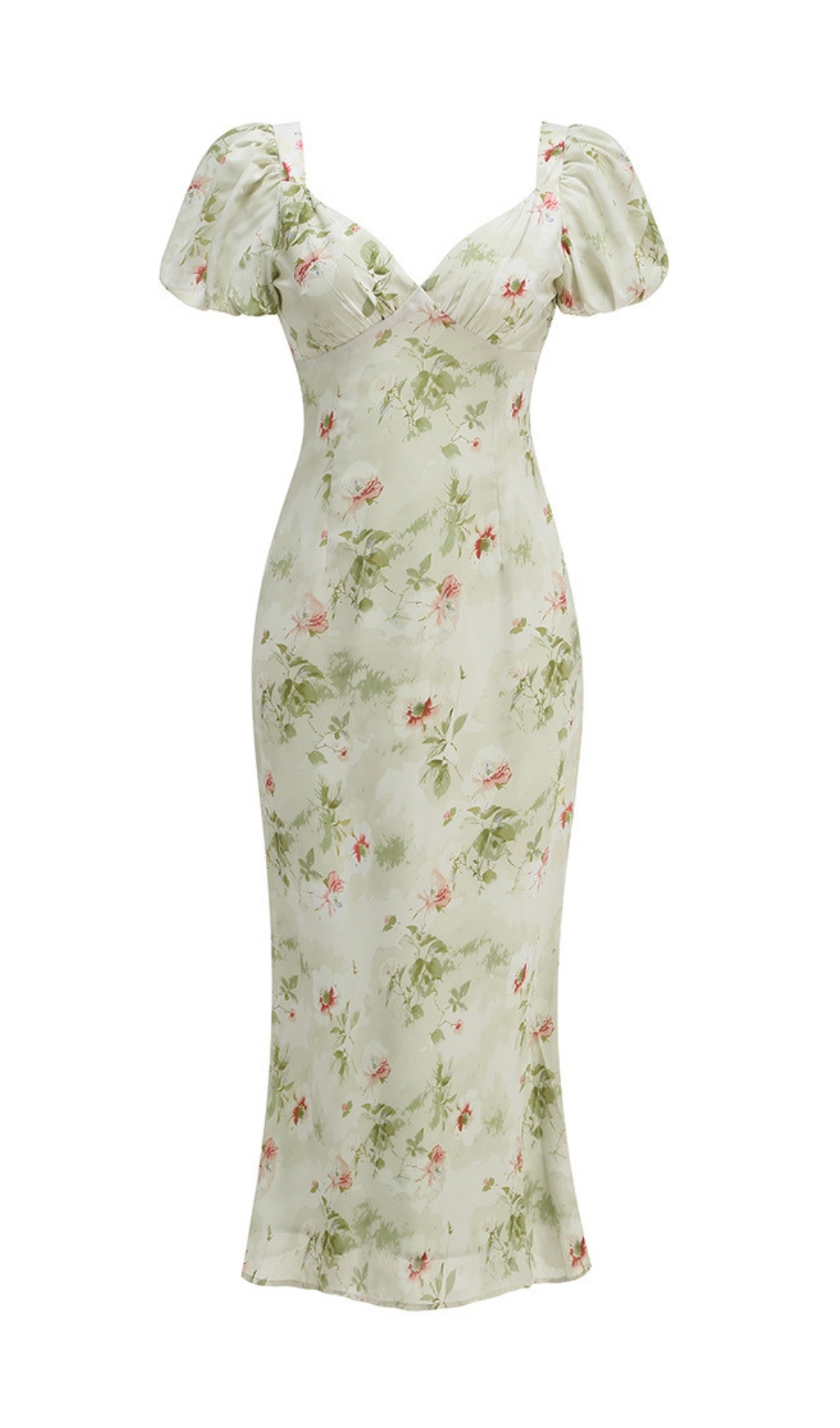 Fashionslee Women Eligio Floral Puff Sleeve Midi Dress