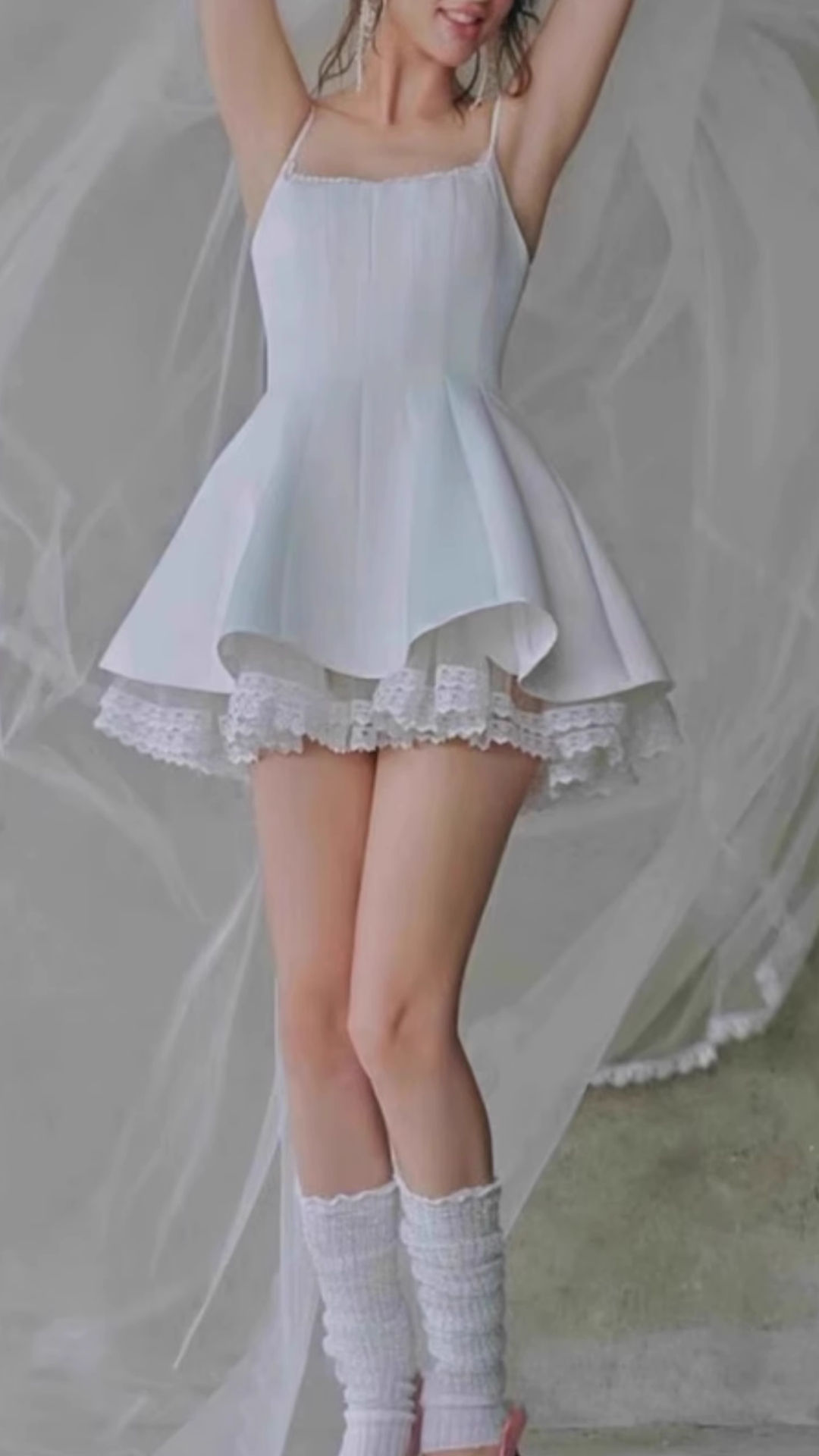 Fashionslee Women Fennella White Strappy Lace Mini Dress