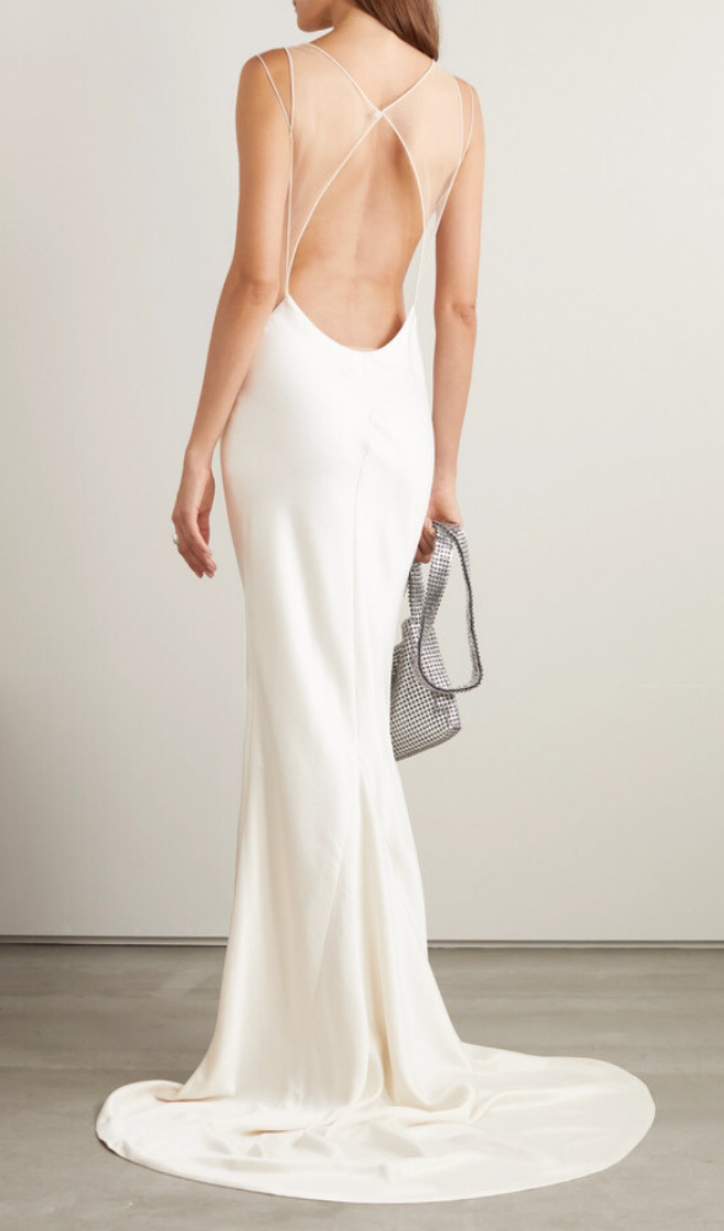 111fddd5ebef7c492122939065229d80.jpg Fashionslee Women Bronia White Mesh Backless Wedding Dress