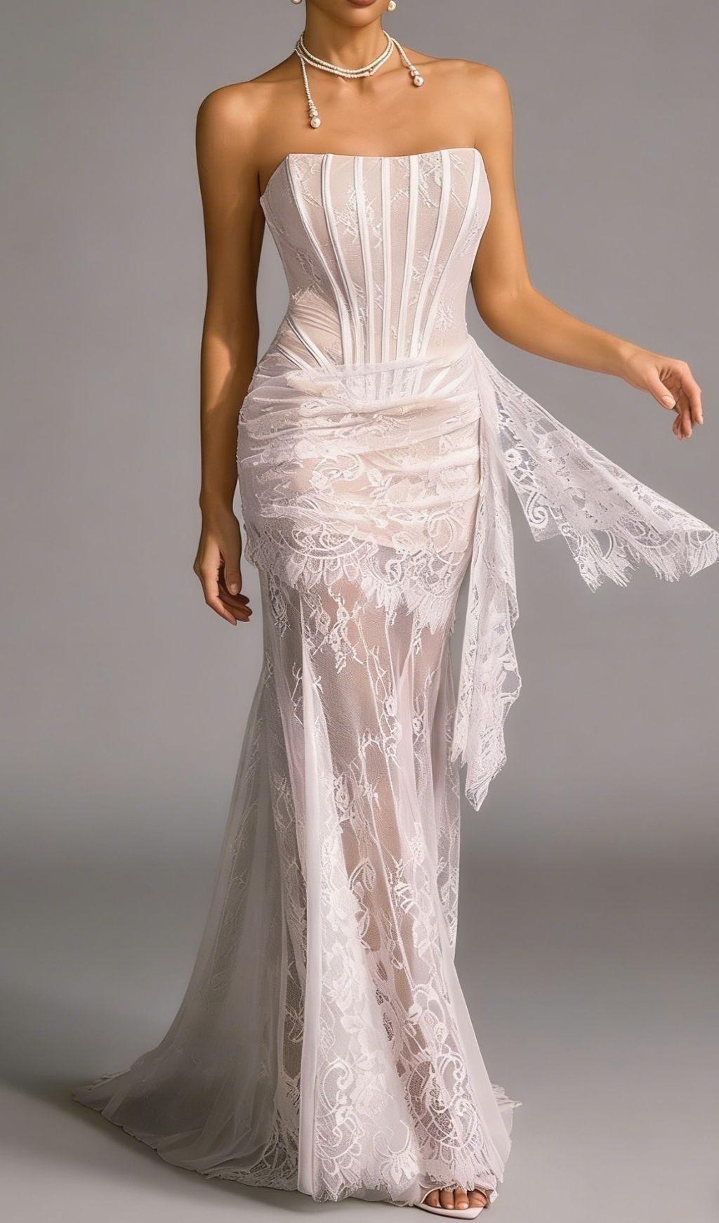 112244568daa40cae00848c154e18bff.jpg Fashionslee Women Yolita Strapless Lace Corset Maxi Dress