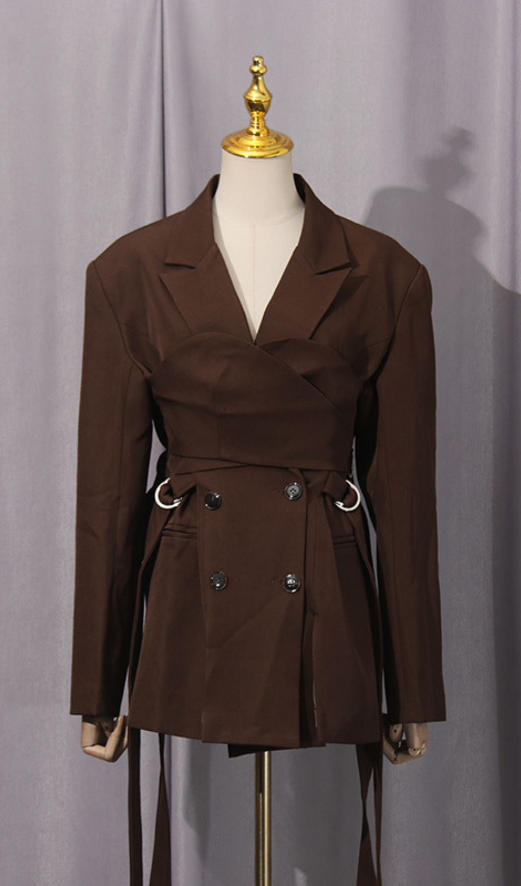11289bd6d90904360f2061ccf5649e46.png Fashionslee Women Gitel Brown Blazer