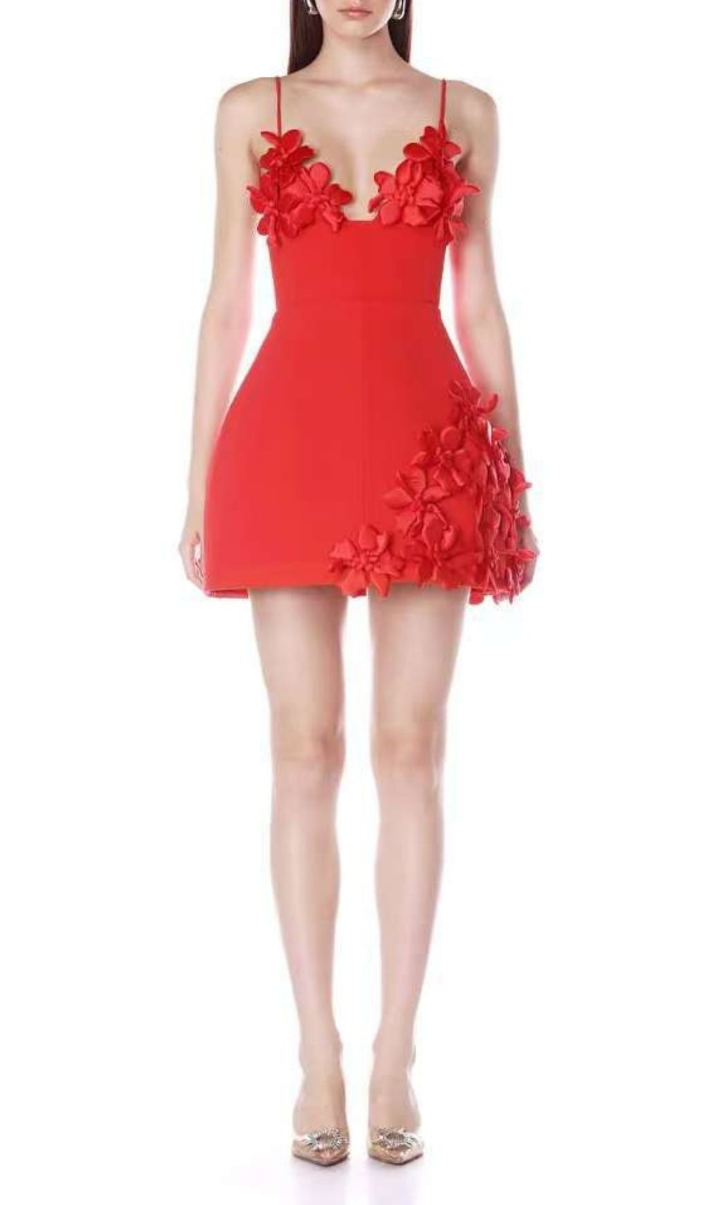 Fashionslee Women Keyla Red Strappy Flower Bandage Mini Dress