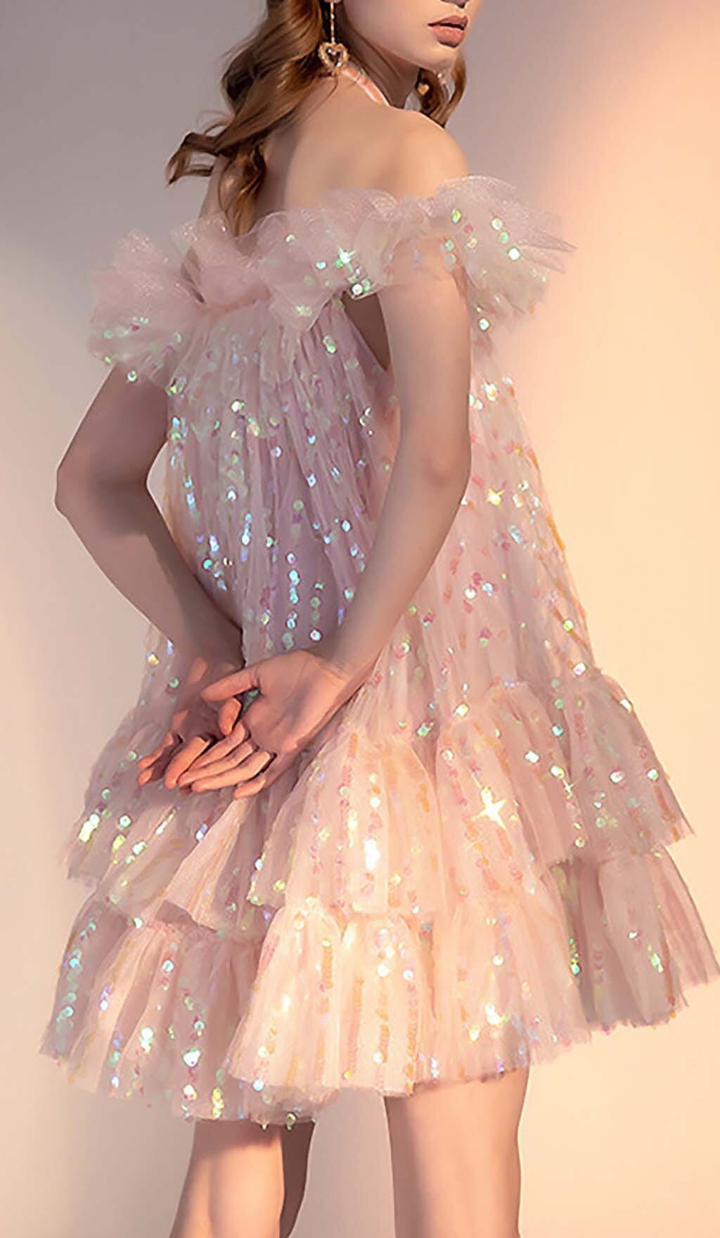 Fashionslee Women Halter Sequins Mini Dress In Pink