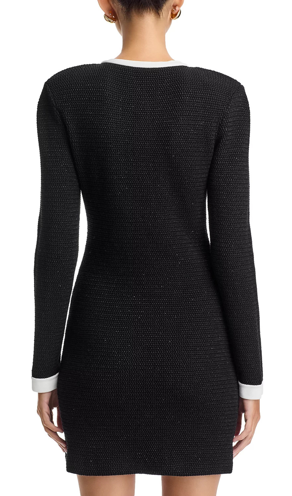 Fashionslee Women Knit Contrast Collar Long Sleeve Mini Dress