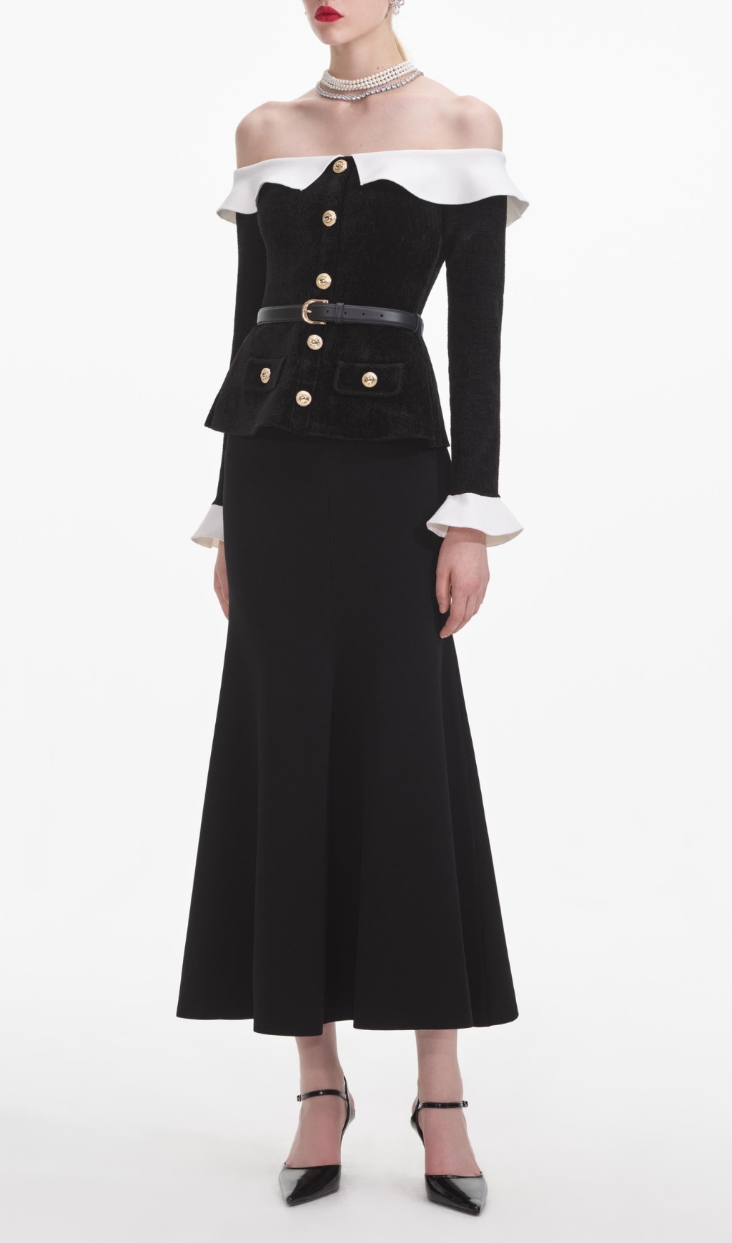 12032630ebcbf19d1698fd3df2f59bed.jpg Fashionslee Women Black Chenille Knit Off Shoulder Midi Dress