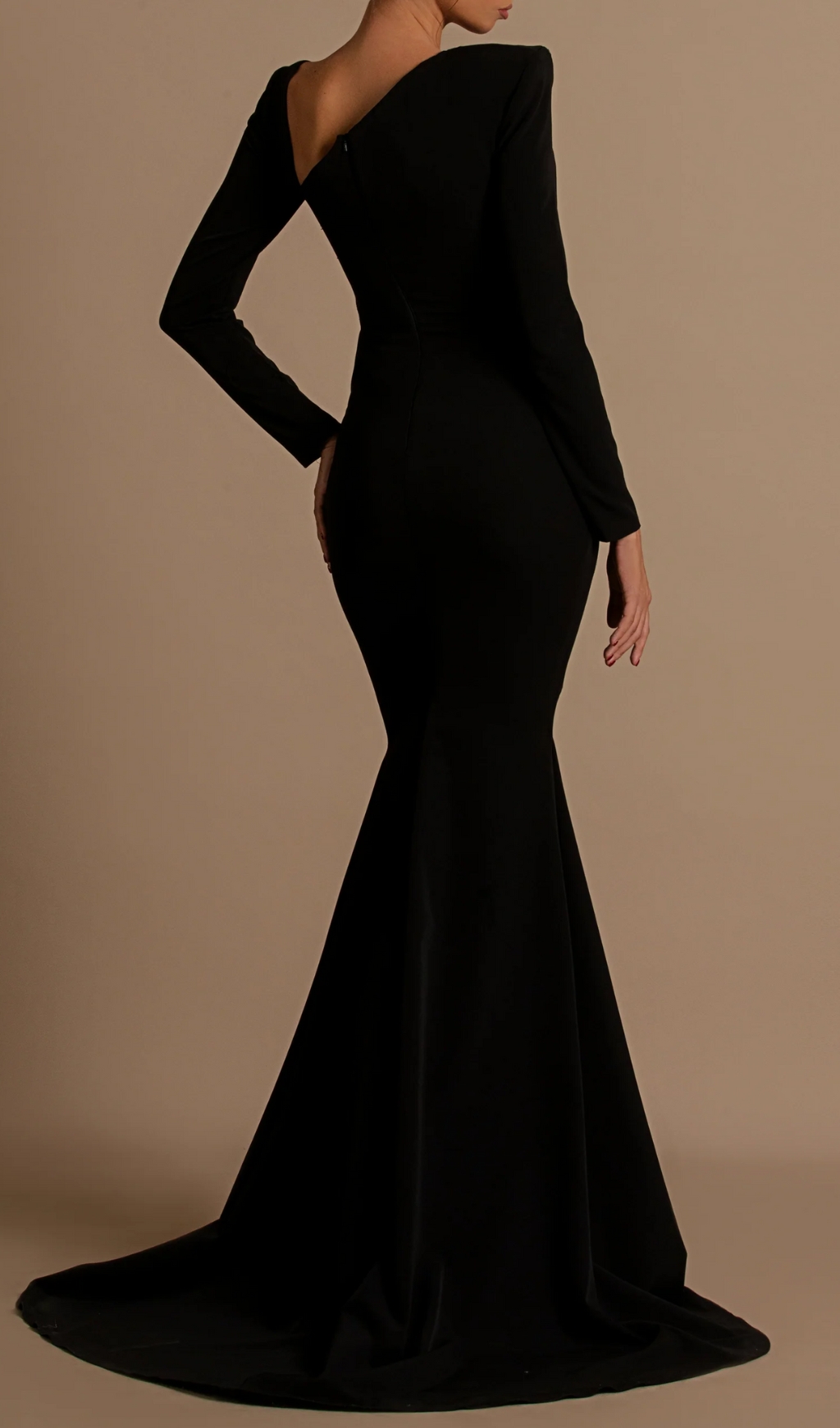 Fashionslee Women Celestial Black Velvet Long Sleeve Gown