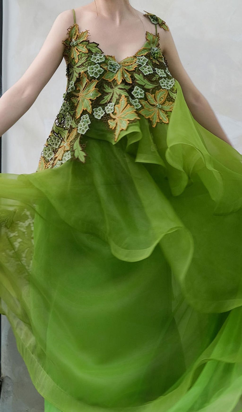 Fashionslee Women Kenda Green Embellished Maxi Dress