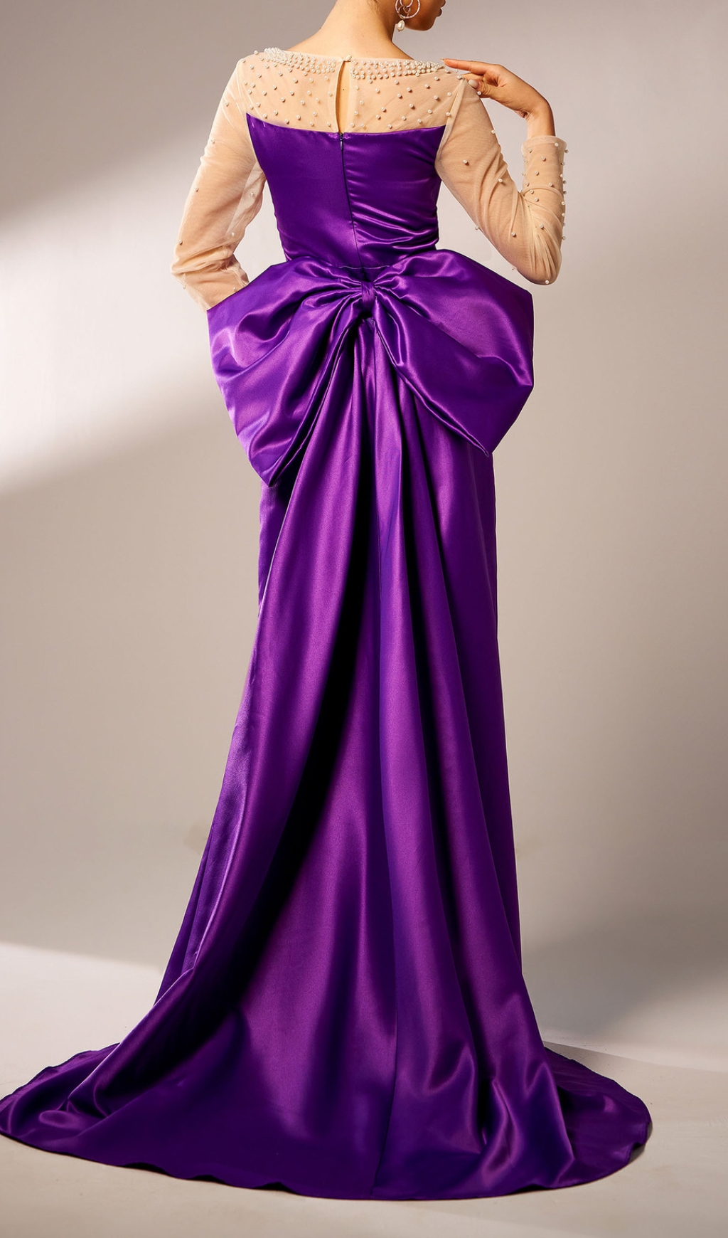 Fashionslee Women Cawny Purple Bow Long Sleeve Maxi Dress