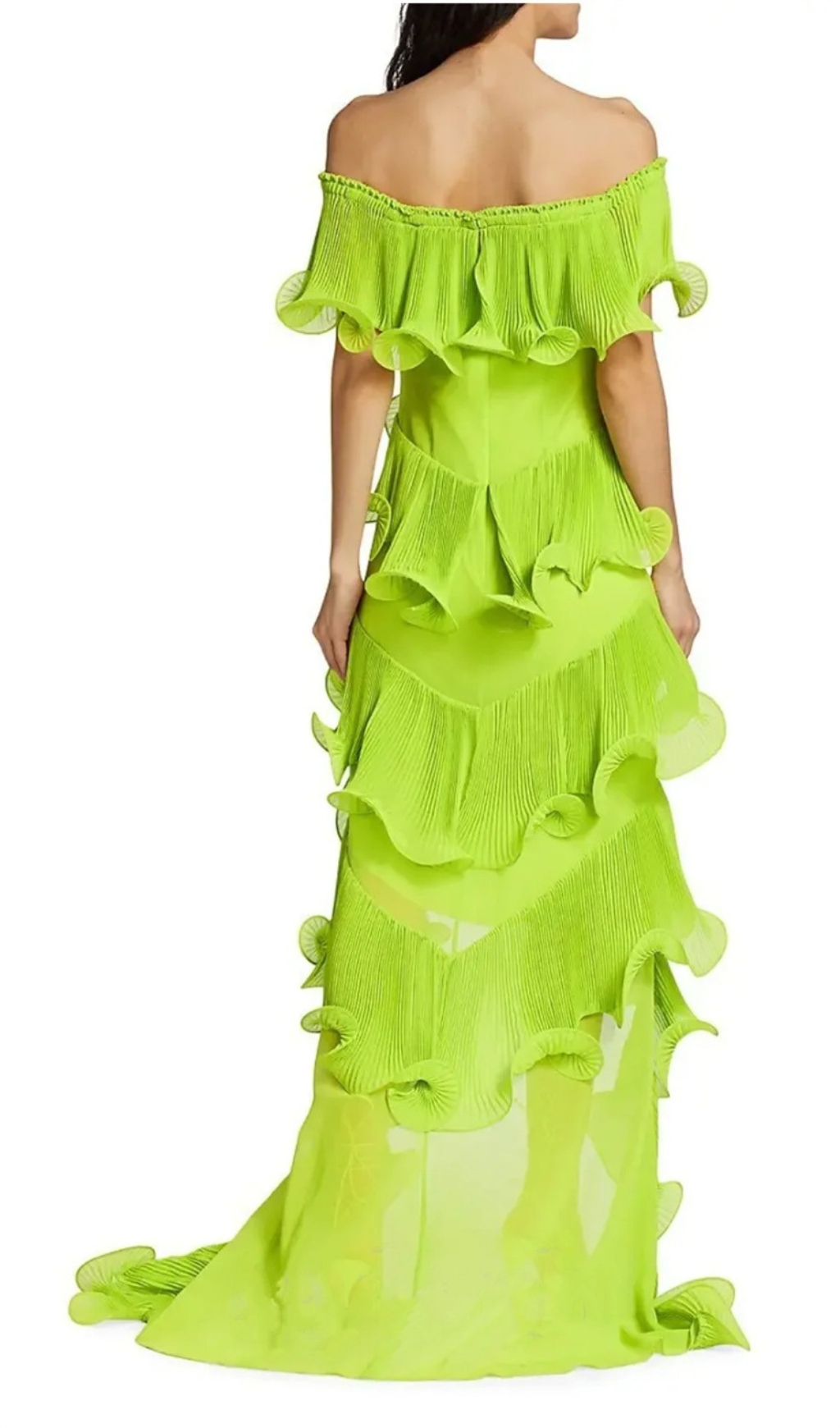 Fashionslee Women Dyveke Green Off-Shoulder Ruffle Maxi Dress
