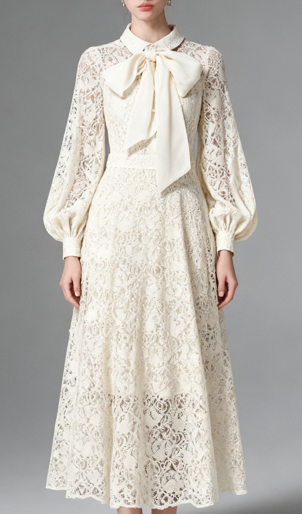 Fashionslee Women Issay Lace Long Sleeve Maxi Dress