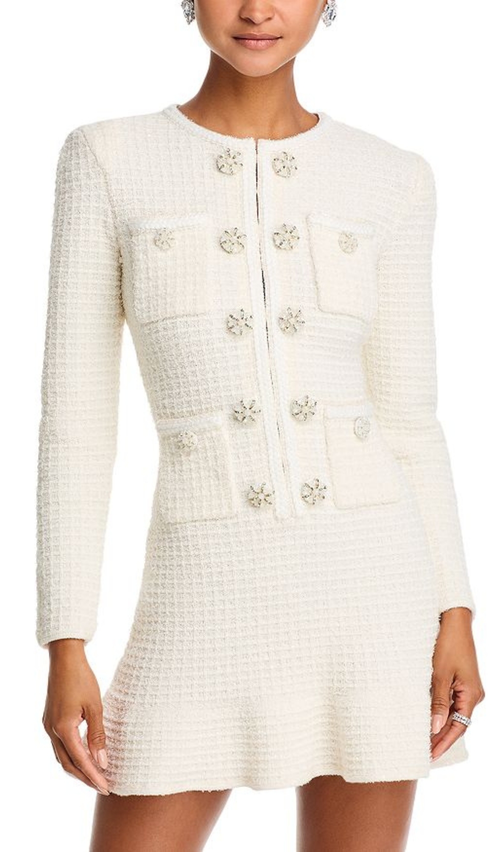 Fashionslee Women Basia Tweed Long Sleeve Mini Dress